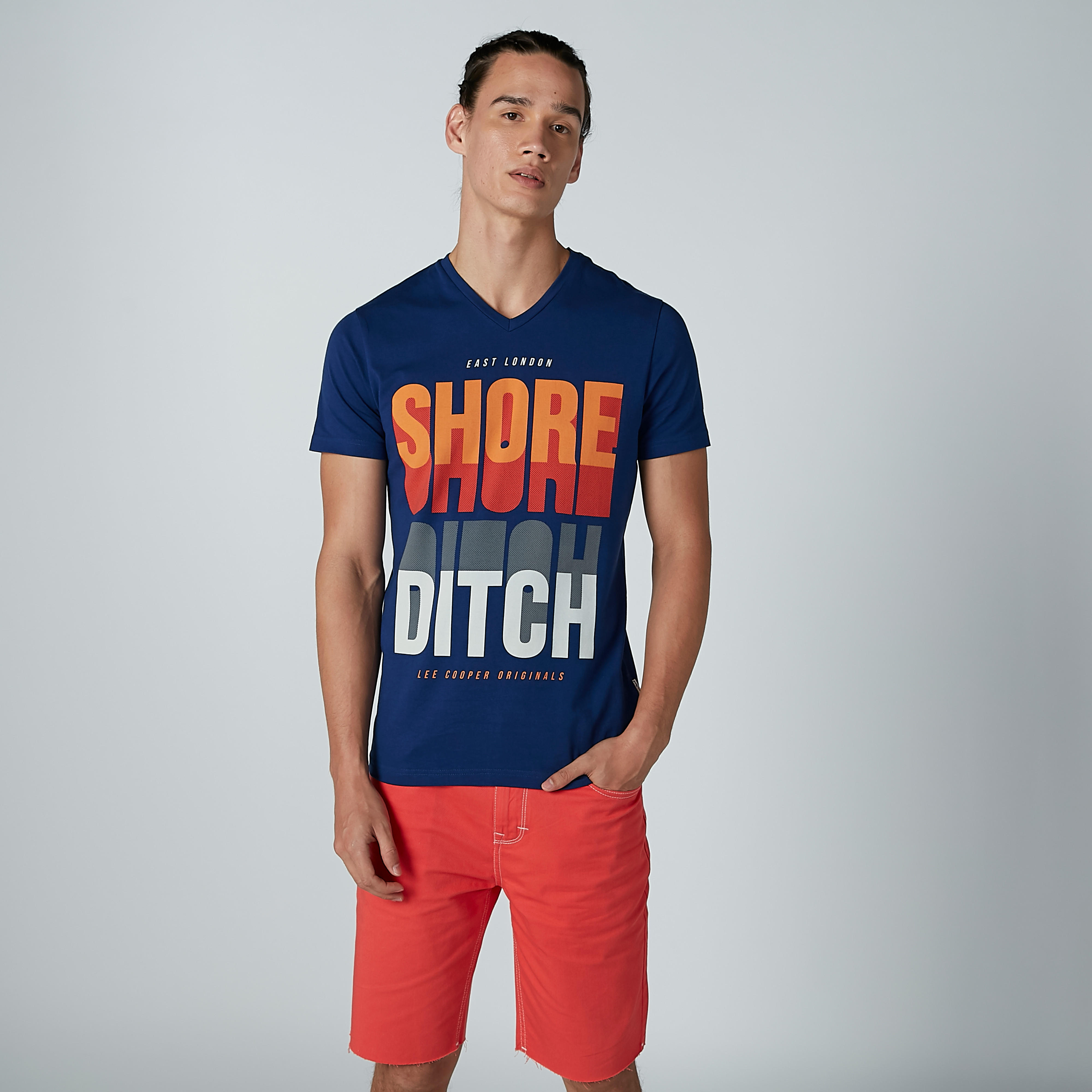 Lee Cooper Printed T-shirt with V-neck and Short Sleeves-men-clothing-tshirtsandpolos-tshirts-image-1