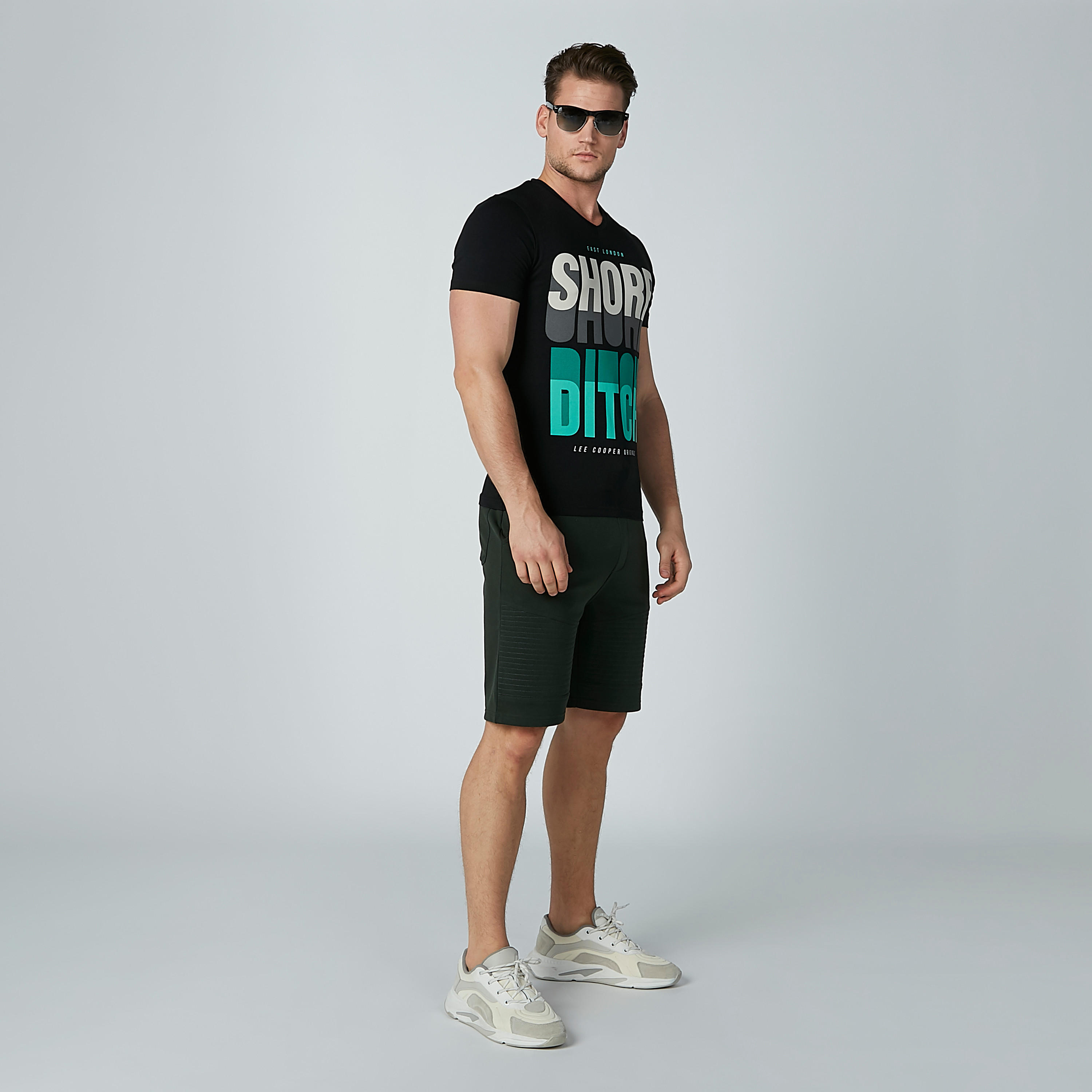 Lee Cooper Typographic Printed T-shirt with V-neck-men-clothing-tshirtsandpolos-tshirts-image-2