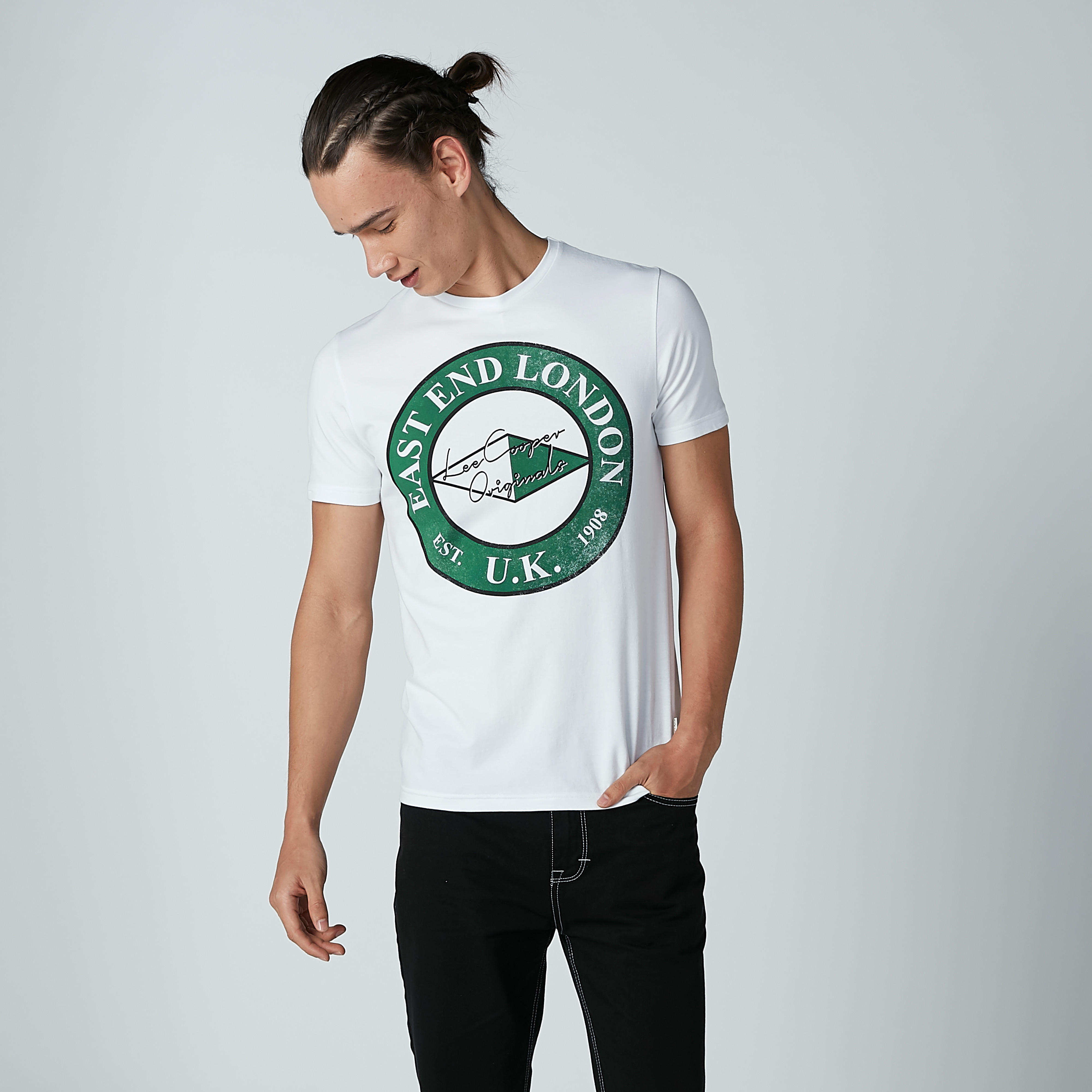 تيشيرت بياقة مستديرة وأكمام قصيرة وطبعات من لي كوبر-men-clothing-tshirtsandpolos-tshirts-image-1