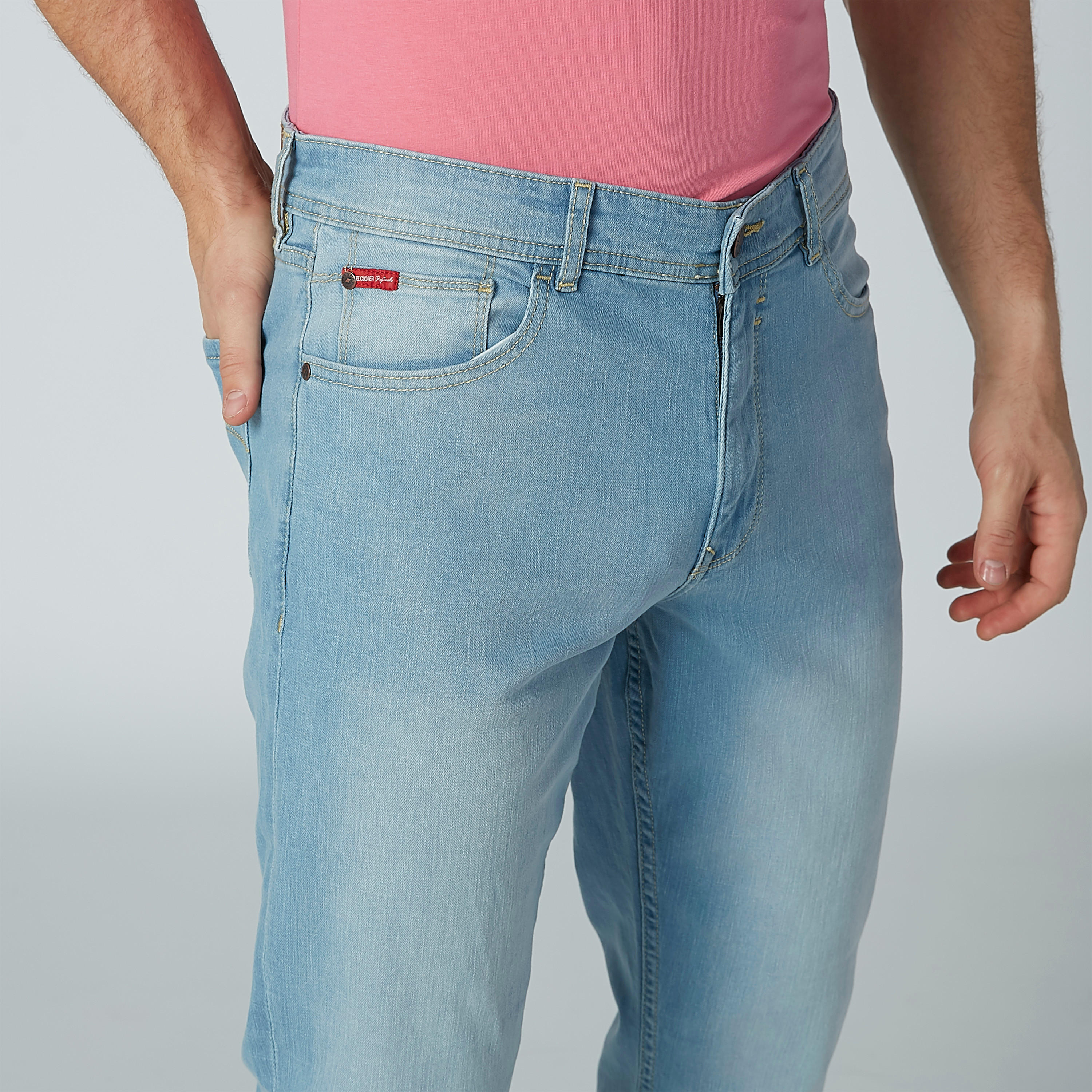 بنطال جينز سادة بجيوب من لي كوبر-men-clothing-bottoms-jeans-image-1