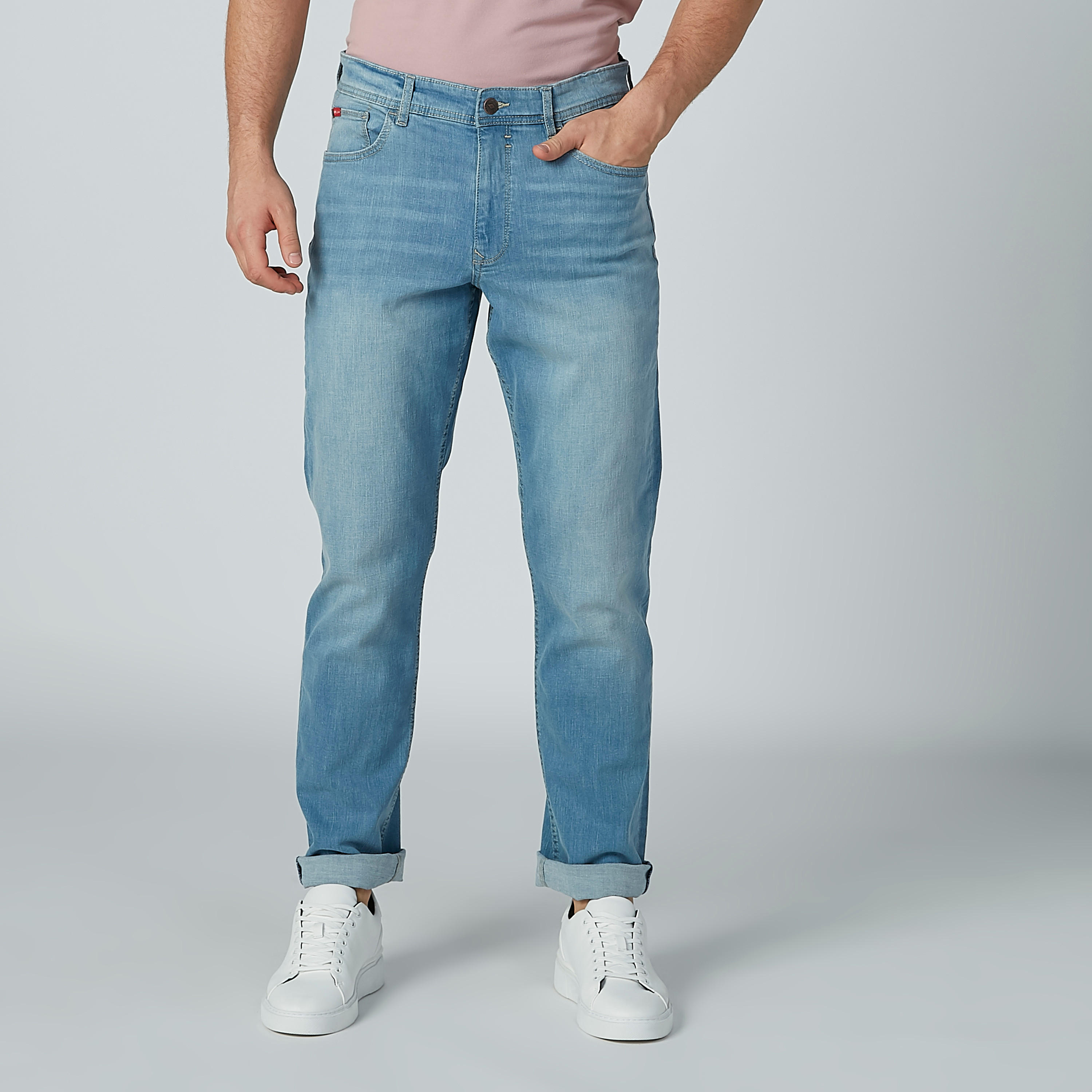 بنطال جينز سادة بجيوب من لي كوبر-men-clothing-bottoms-jeans-image-1