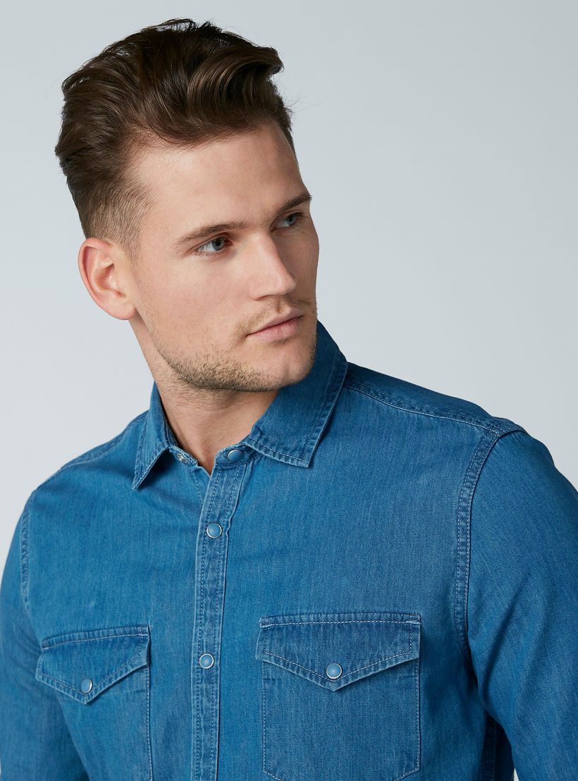قميص دينم بأكمام طويلة وجيوب من لي كوبر-men-clothing-shirts-image-2