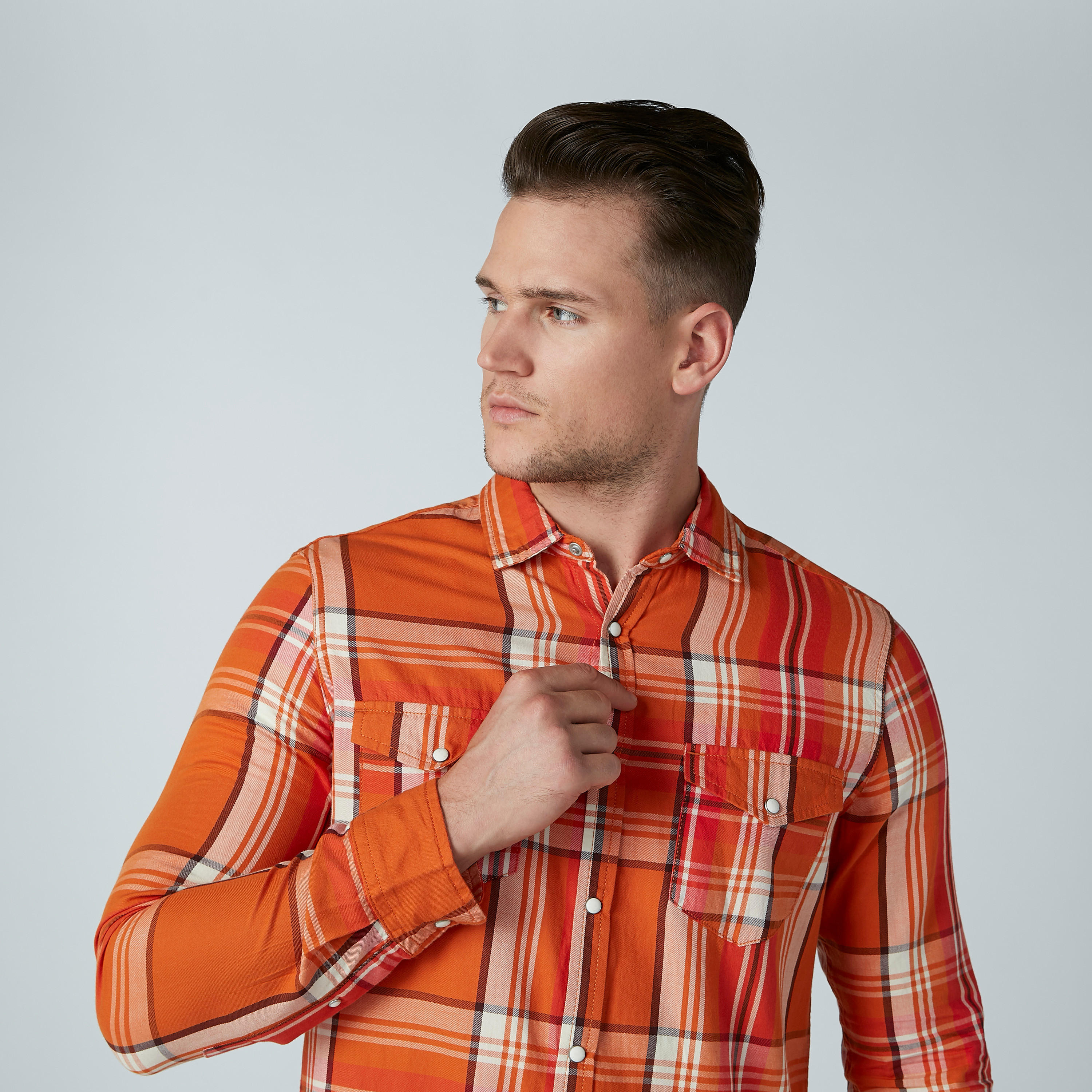 قميص كاروهات بأكمام طويلة من لي كوبر-men-clothing-shirts-image-1