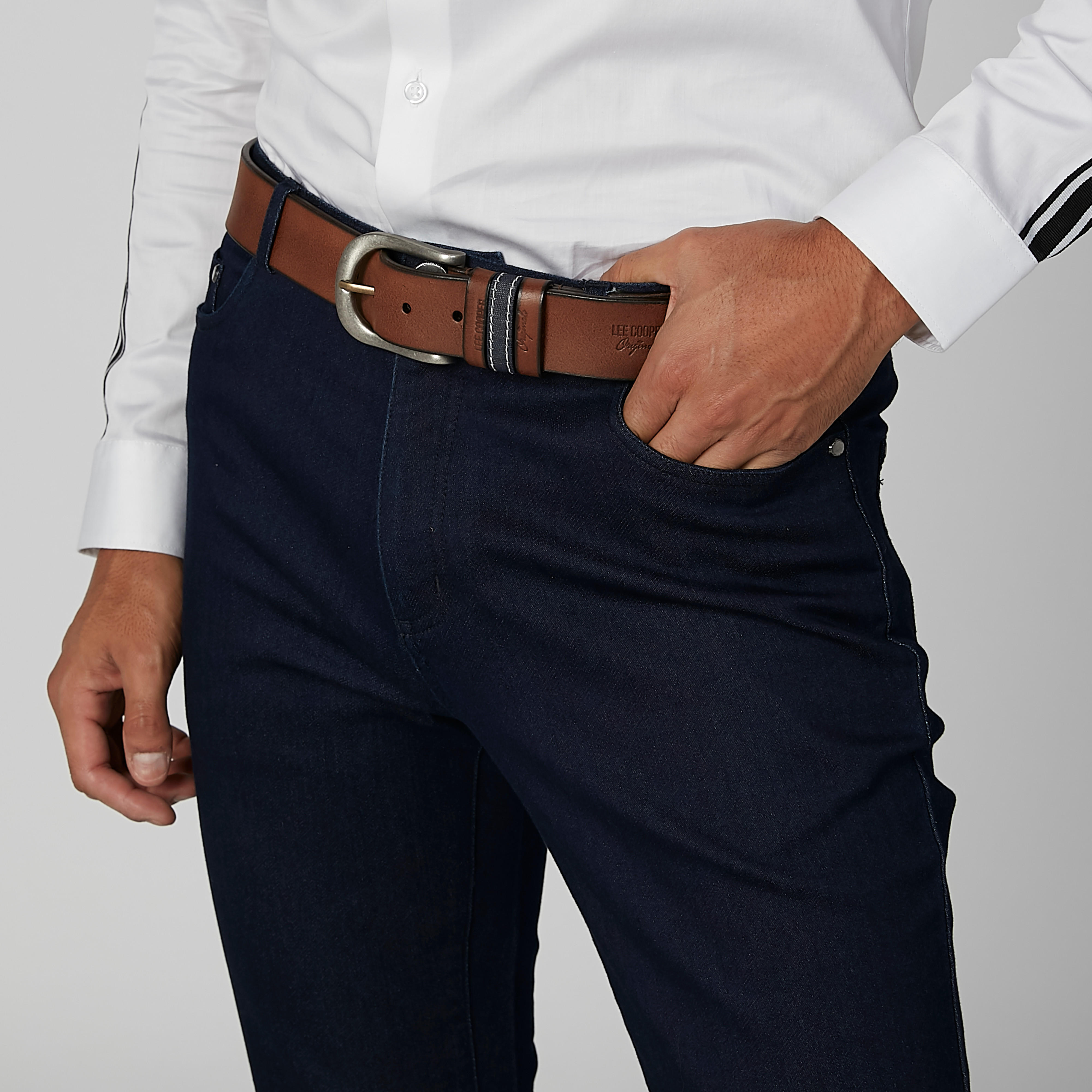 Lee Cooper Plain Belt with Pin Buckle-men-beltsandwallets-belts-image-2