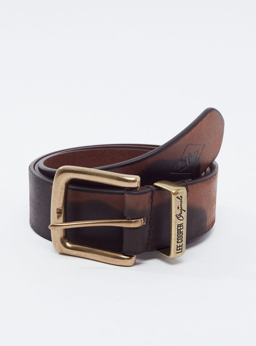 حزام بتفاصيل الشعار وإبزيم إغلاق من لي كوبر-men-beltsandwallets-belts-image-1