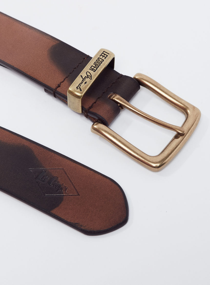 حزام بتفاصيل الشعار وإبزيم إغلاق من لي كوبر-men-beltsandwallets-belts-image-3