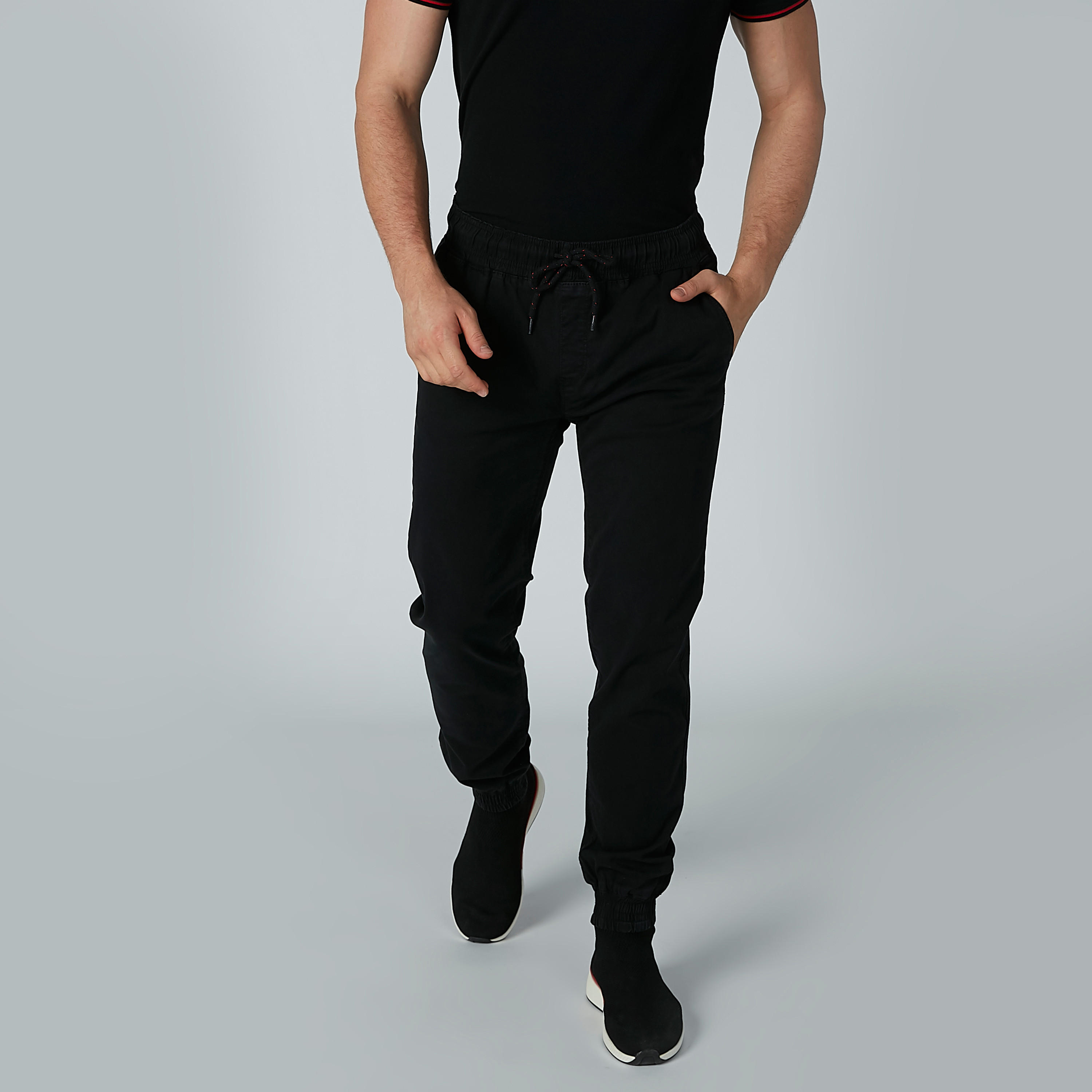 بنطال رياضي سادة برباط وجيوب من لي كوبر-men-clothing-bottoms-trousersandchinos-trousers-image-4