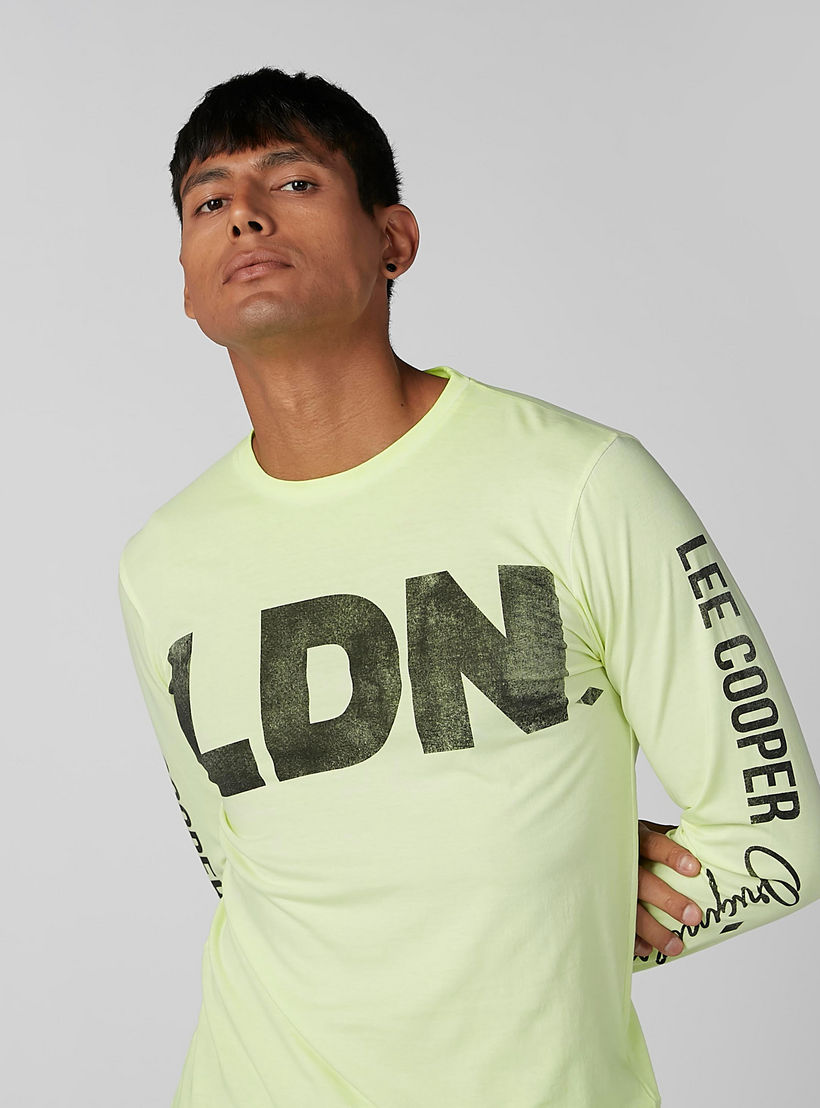 Lee Cooper Printed T-shirt with Round Neck and Long Sleeves-men-clothing-tshirtsandpolos-tshirts-image-2