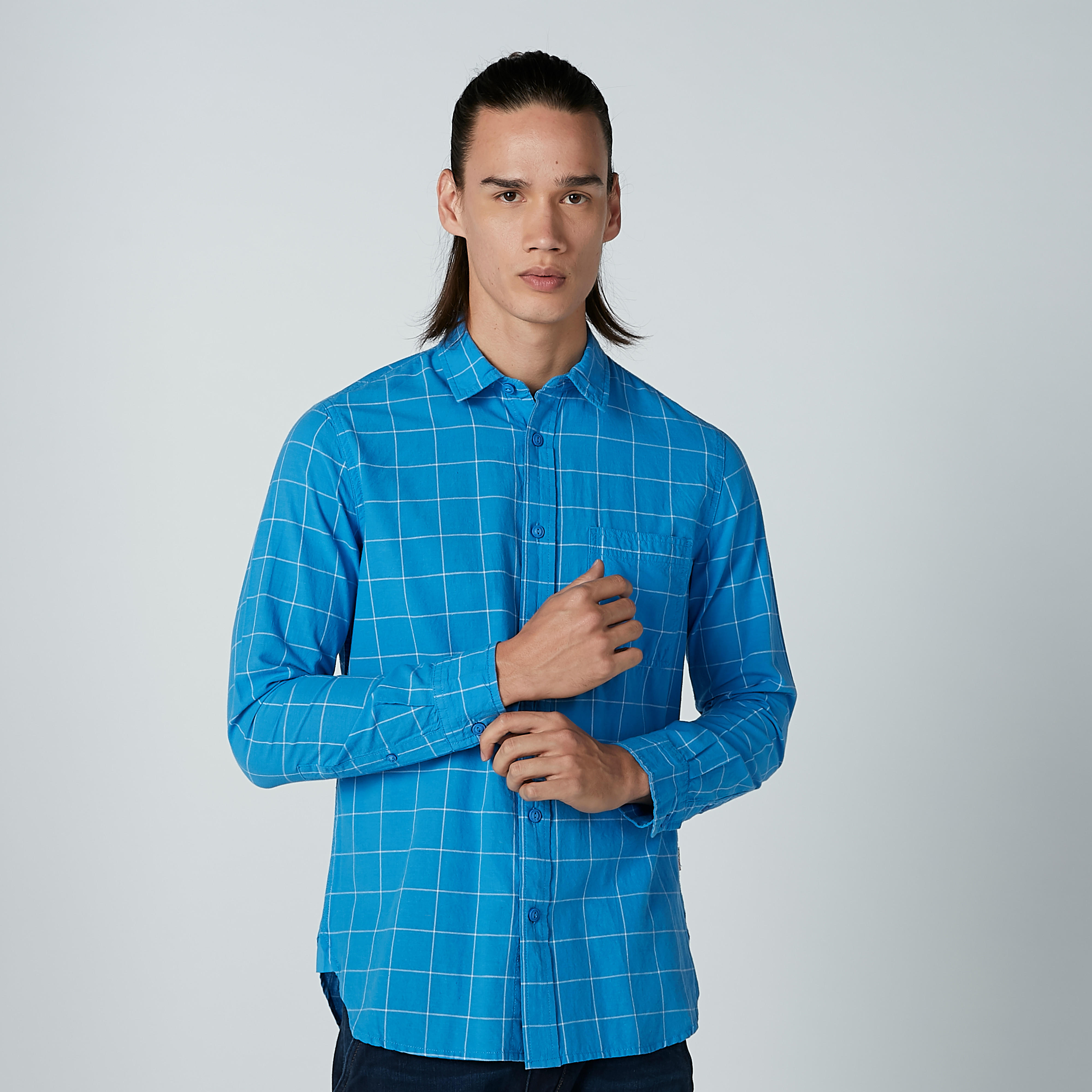 قميص كاروهات بأكمام طويلة وجيوب من لي كوبر-men-clothing-shirts-image-1