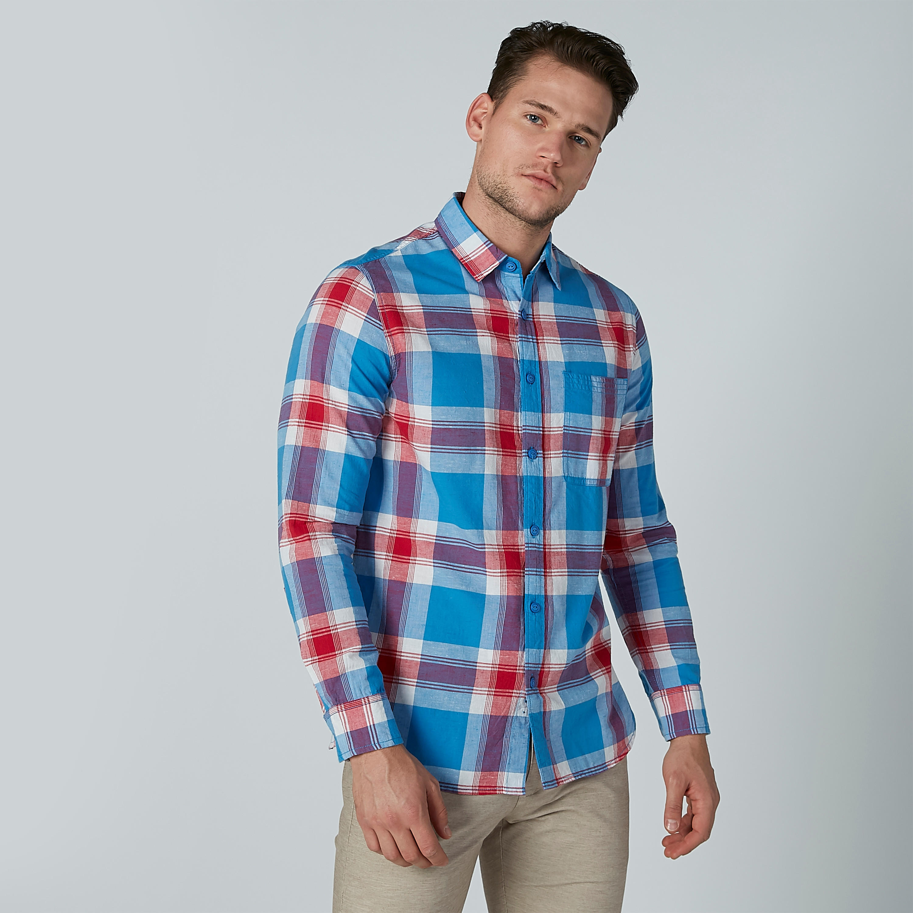 Lee Cooper Chequered Shirt with Long Sleeves and Complete Placket-men-clothing-shirts-image-1