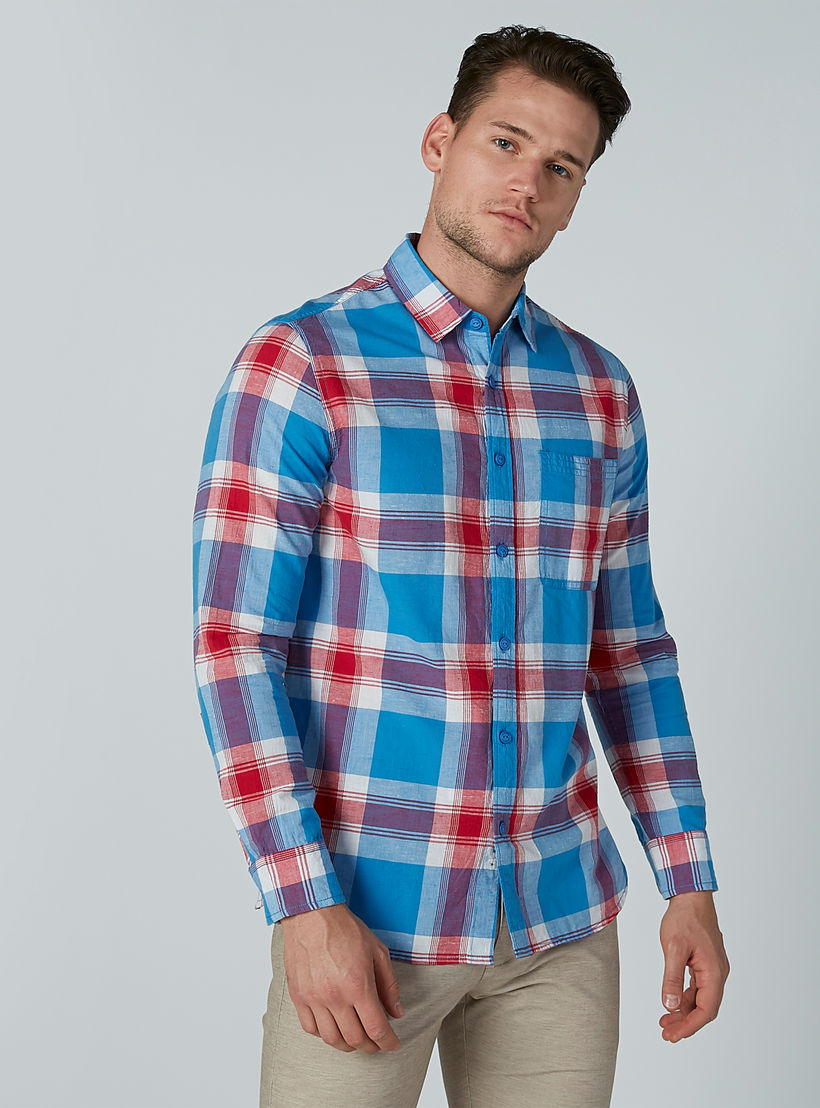 Lee Cooper Chequered Shirt with Long Sleeves and Complete Placket-men-clothing-shirts-image-1