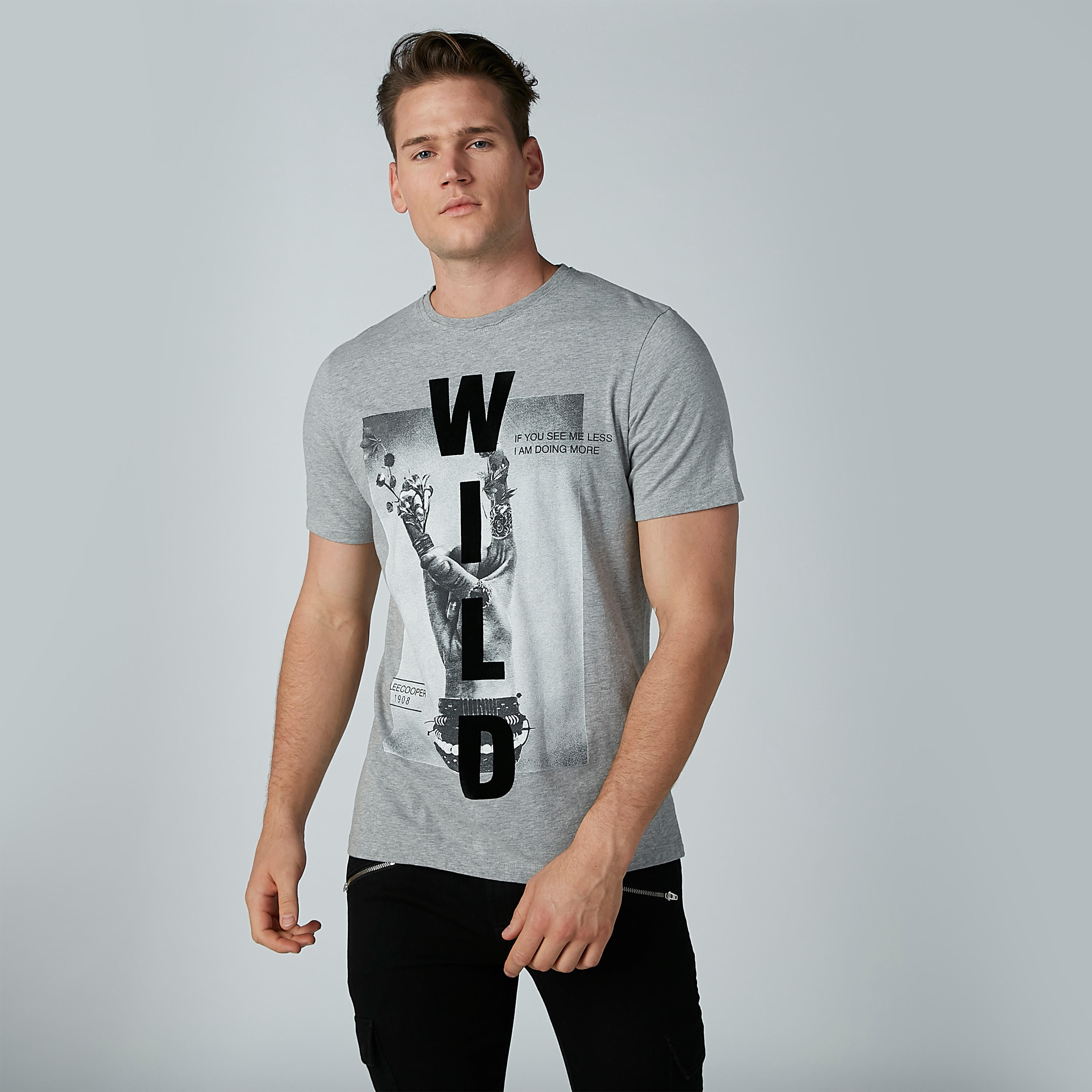 Lee Cooper Printed T-shirt with Round Neck and Short Sleeves-men-clothing-tshirtsandpolos-tshirts-image-1