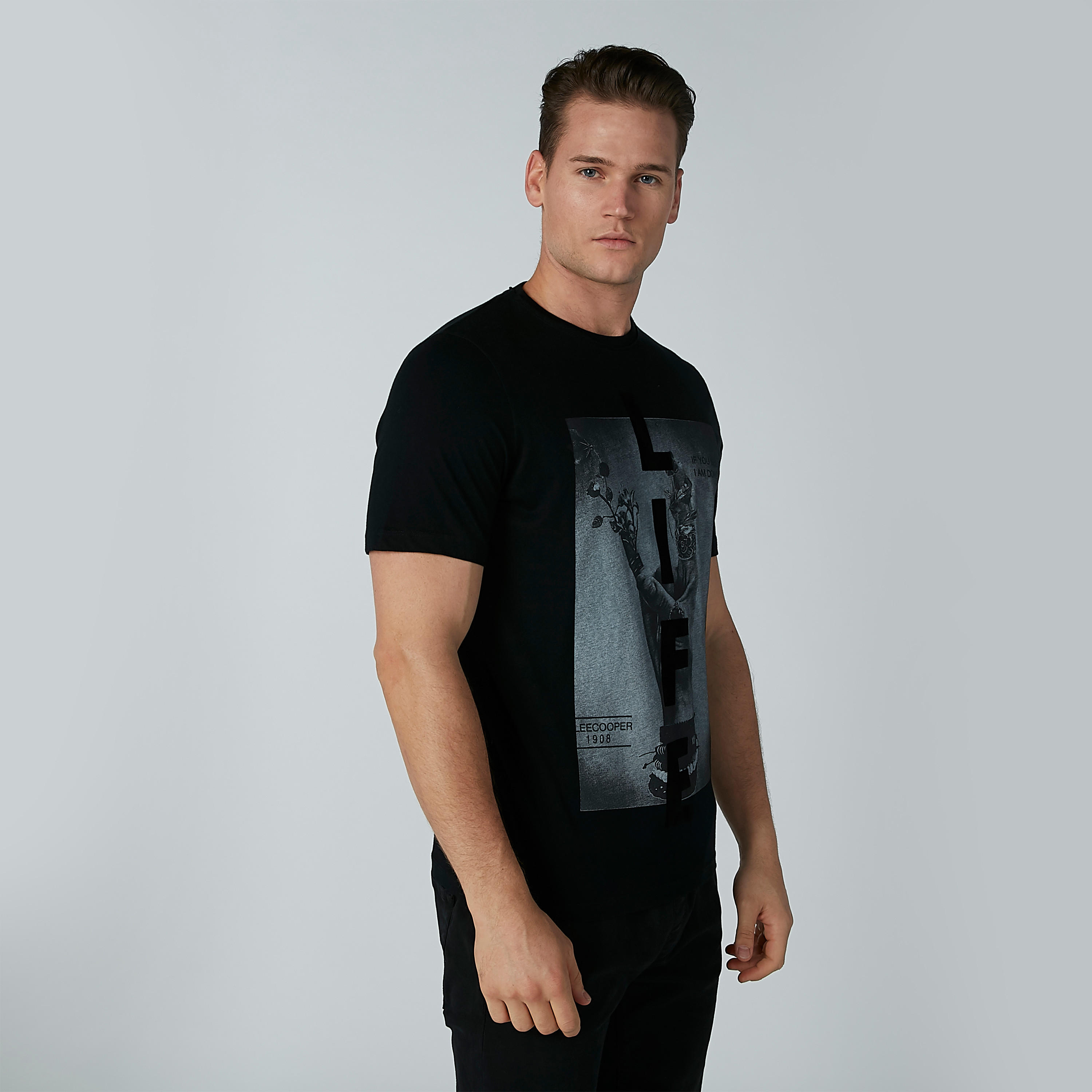 Lee Cooper Printed T-shirt with Round Neck and Short Sleeves-men-clothing-tshirtsandpolos-tshirts-image-1