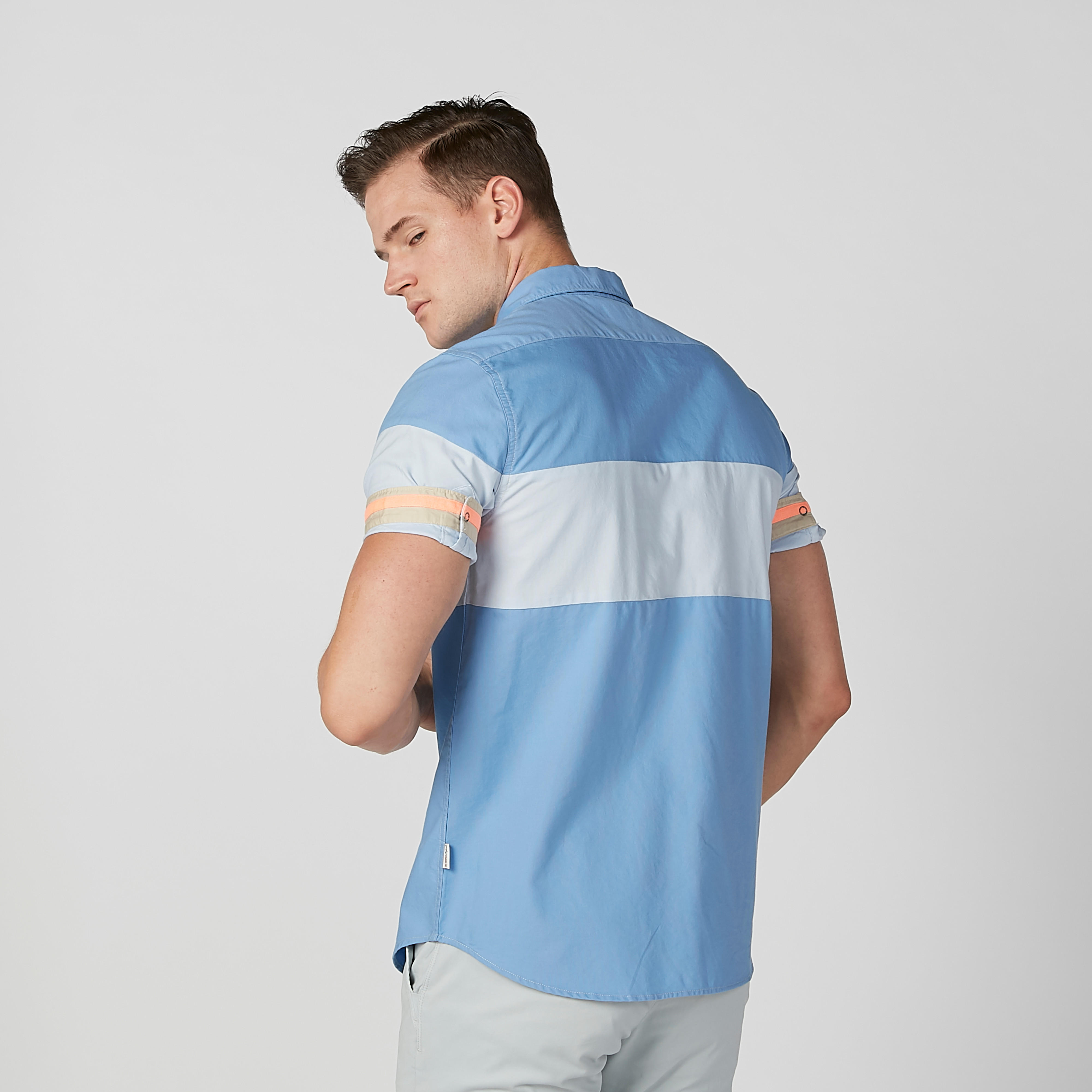 قميص مقلّم بياقة عاديّة وأكمام قصيرة من لي كوبر-men-clothing-shirts-image-2
