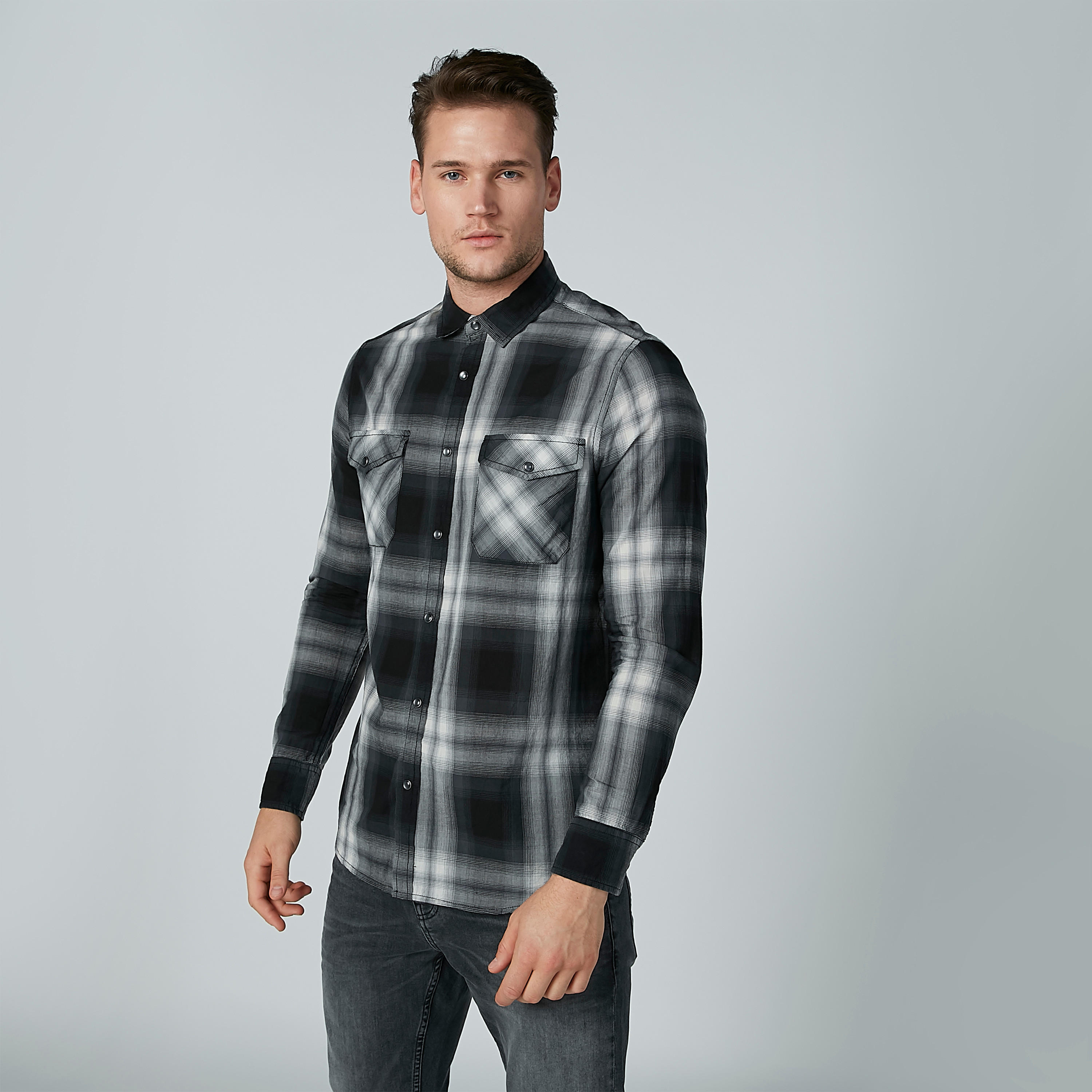 قميص كاروهات بأكمام طويلة وأزرار من لي كوبر-men-clothing-shirts-image-1
