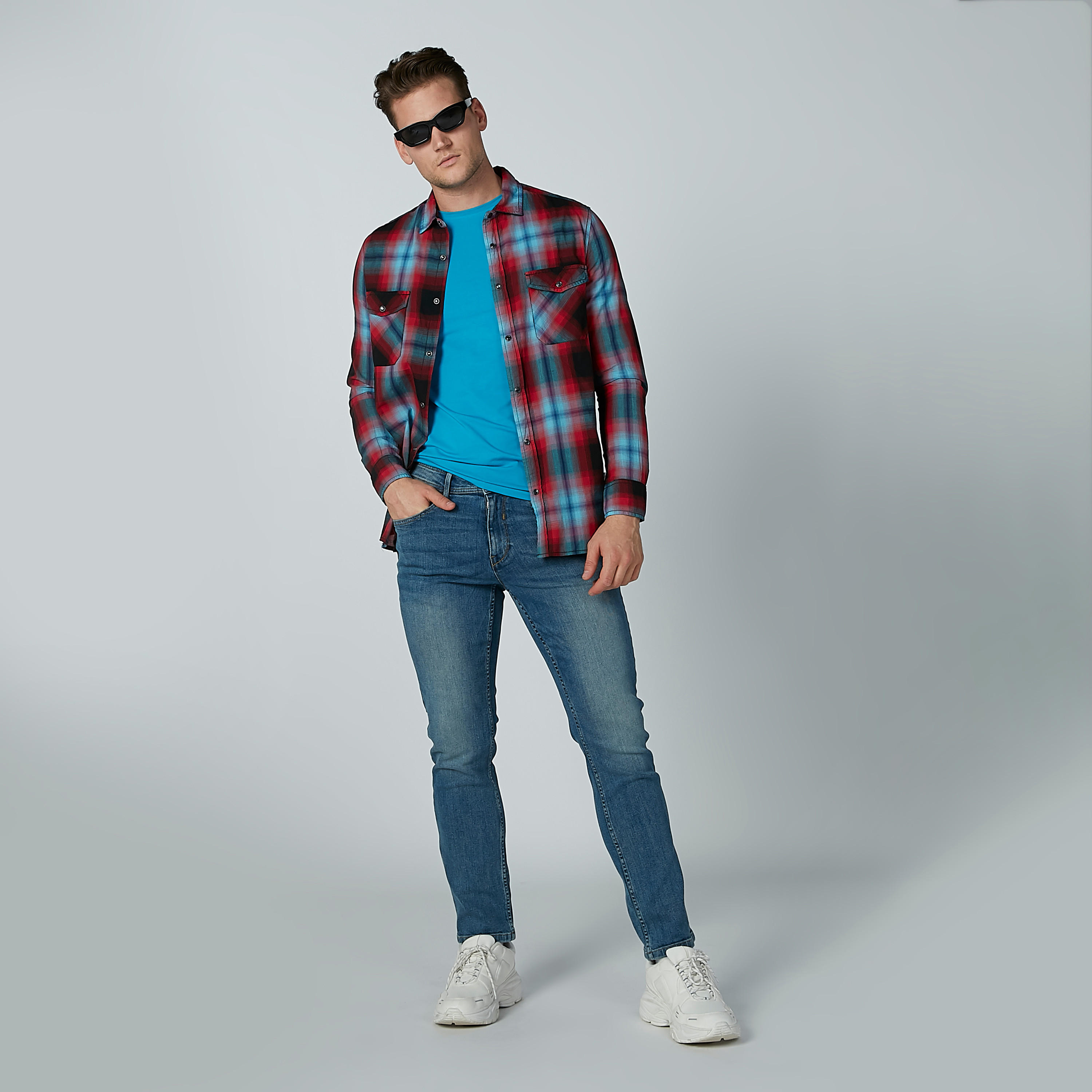Lee Cooper Chequered Shirt with Long Sleeves and Chest Pockets-men-clothing-shirts-image-2
