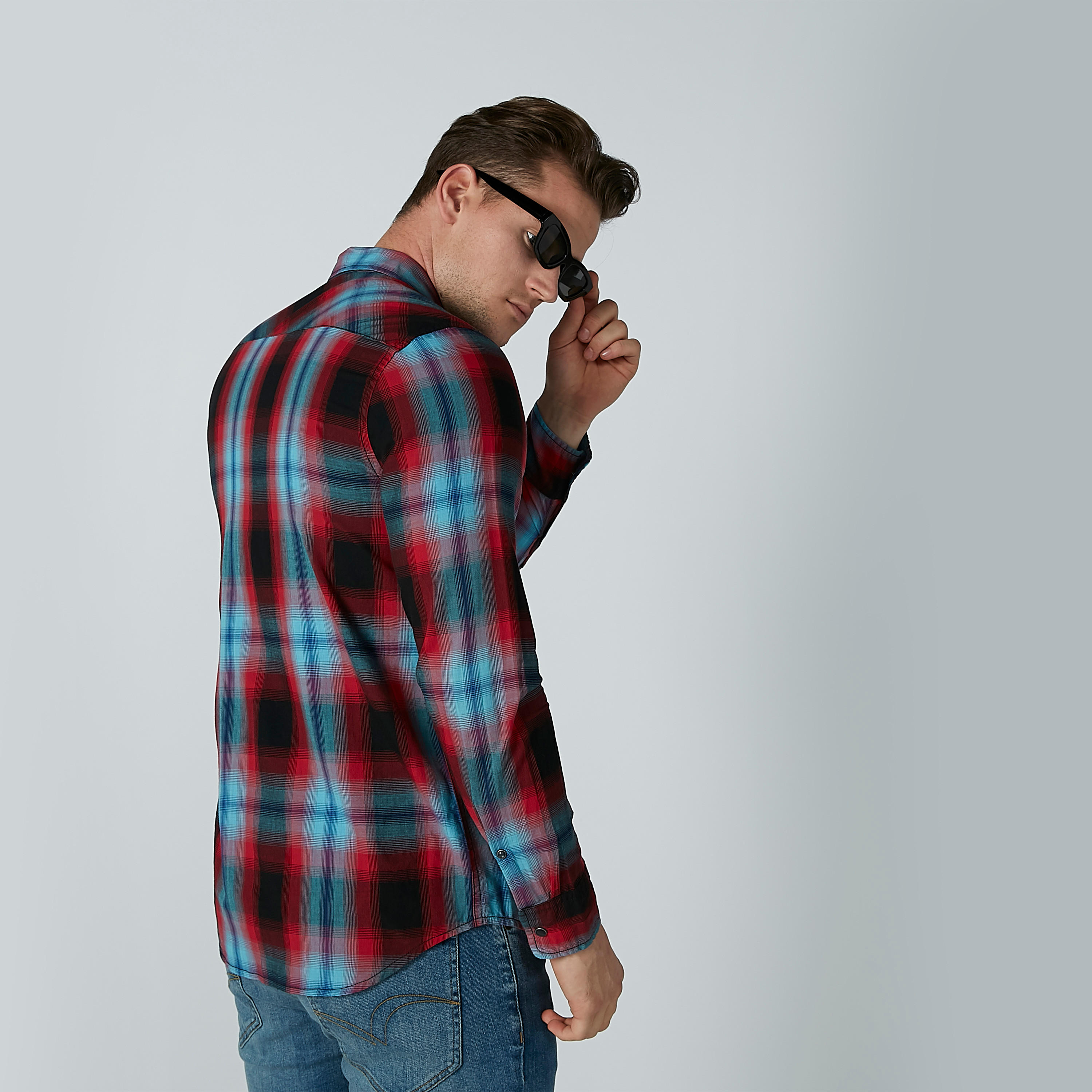 Lee Cooper Chequered Shirt with Long Sleeves and Chest Pockets-men-clothing-shirts-image-3