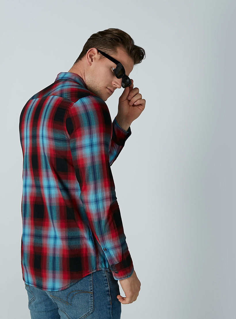 Lee Cooper Chequered Shirt with Long Sleeves and Chest Pockets-men-clothing-shirts-image-3