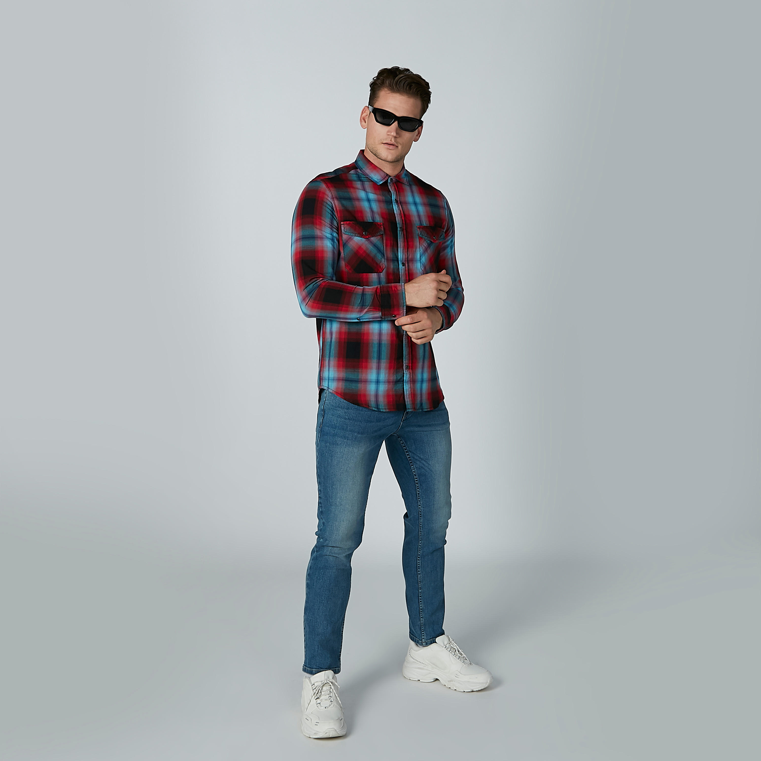 Lee Cooper Chequered Shirt with Long Sleeves and Chest Pockets-men-clothing-shirts-image-5