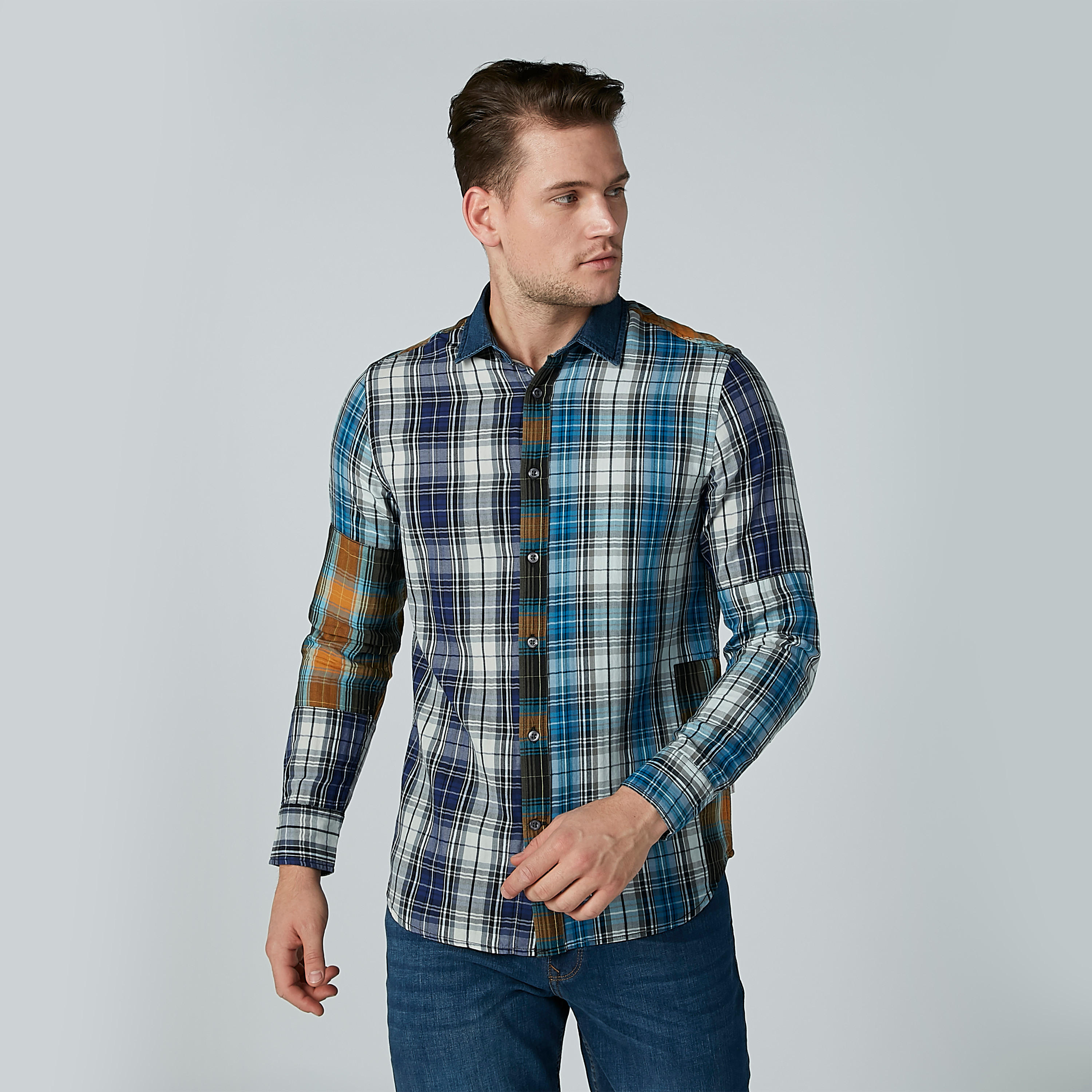 قميص كاروهات بأكمام طويلة وأزرار من لي كوبر-men-clothing-shirts-image-4