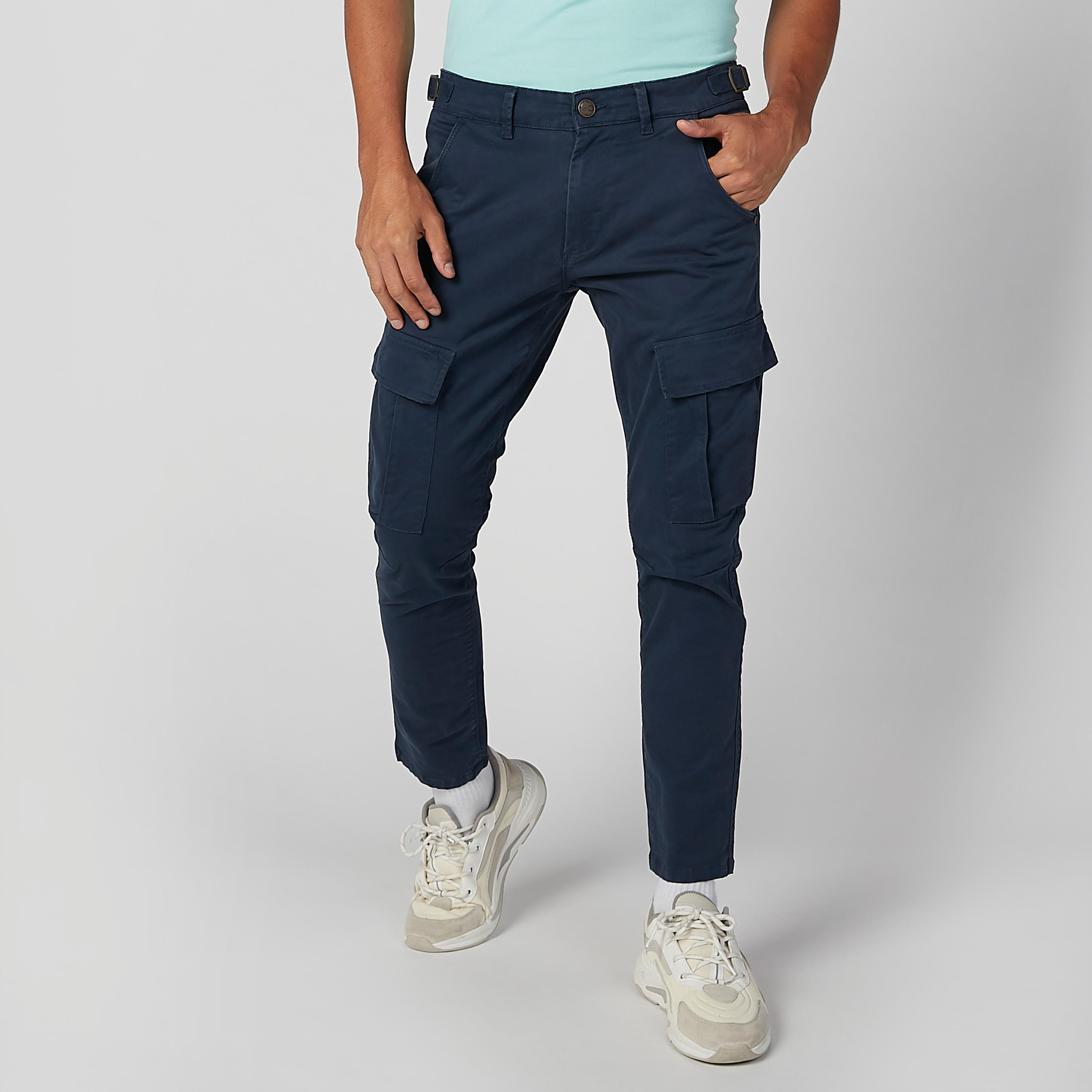 بنطلون رياضي مستدام سادة طويل بجيوب من لي كوبر-men-clothing-bottoms-trousersandchinos-trousers-image-1