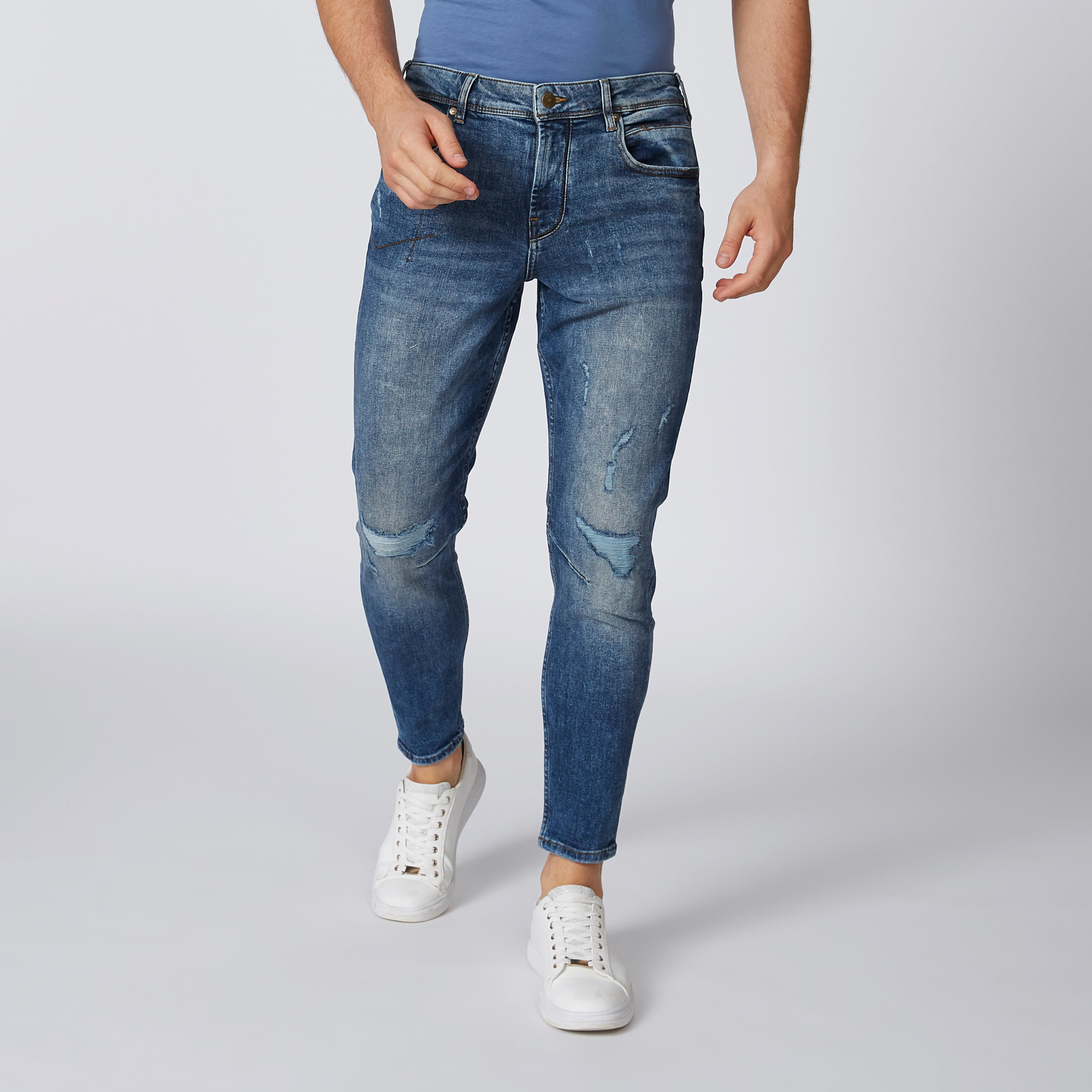 بنطلون جينز مستدام ممزّق بخصر متوسط الارتفاع وجيوب -men-clothing-bottoms-jeans-image-1