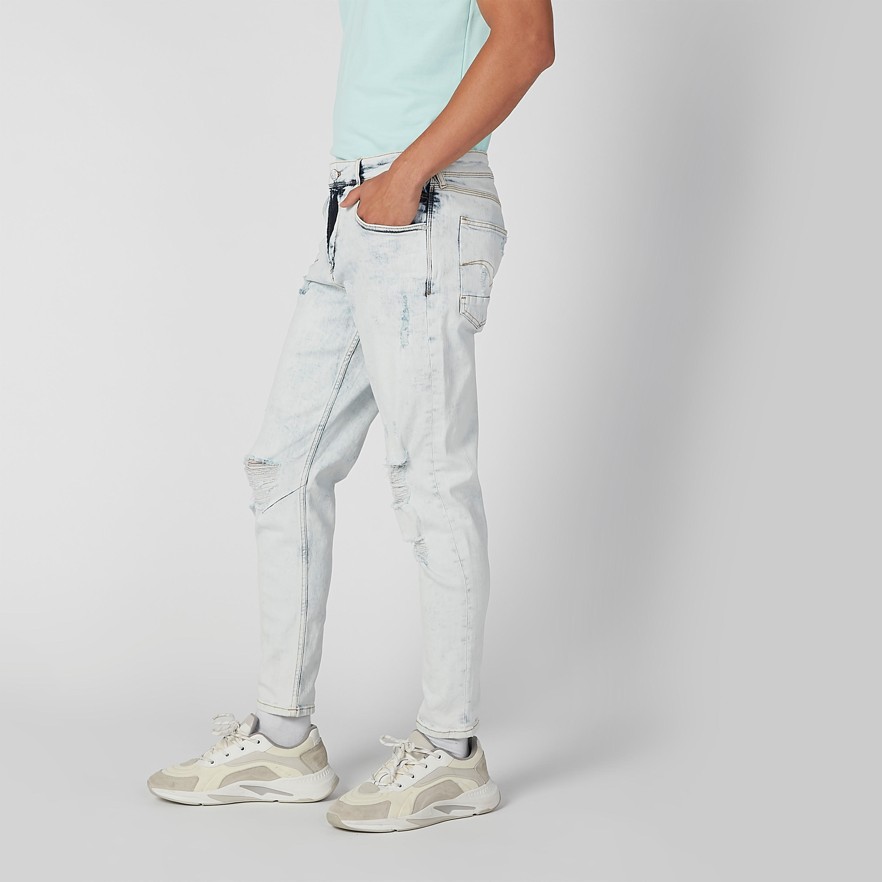 بنطلون جينز  مستدام ممزّق بخصر متوسط الارتفاع وجيوب -men-clothing-bottoms-jeans-image-3