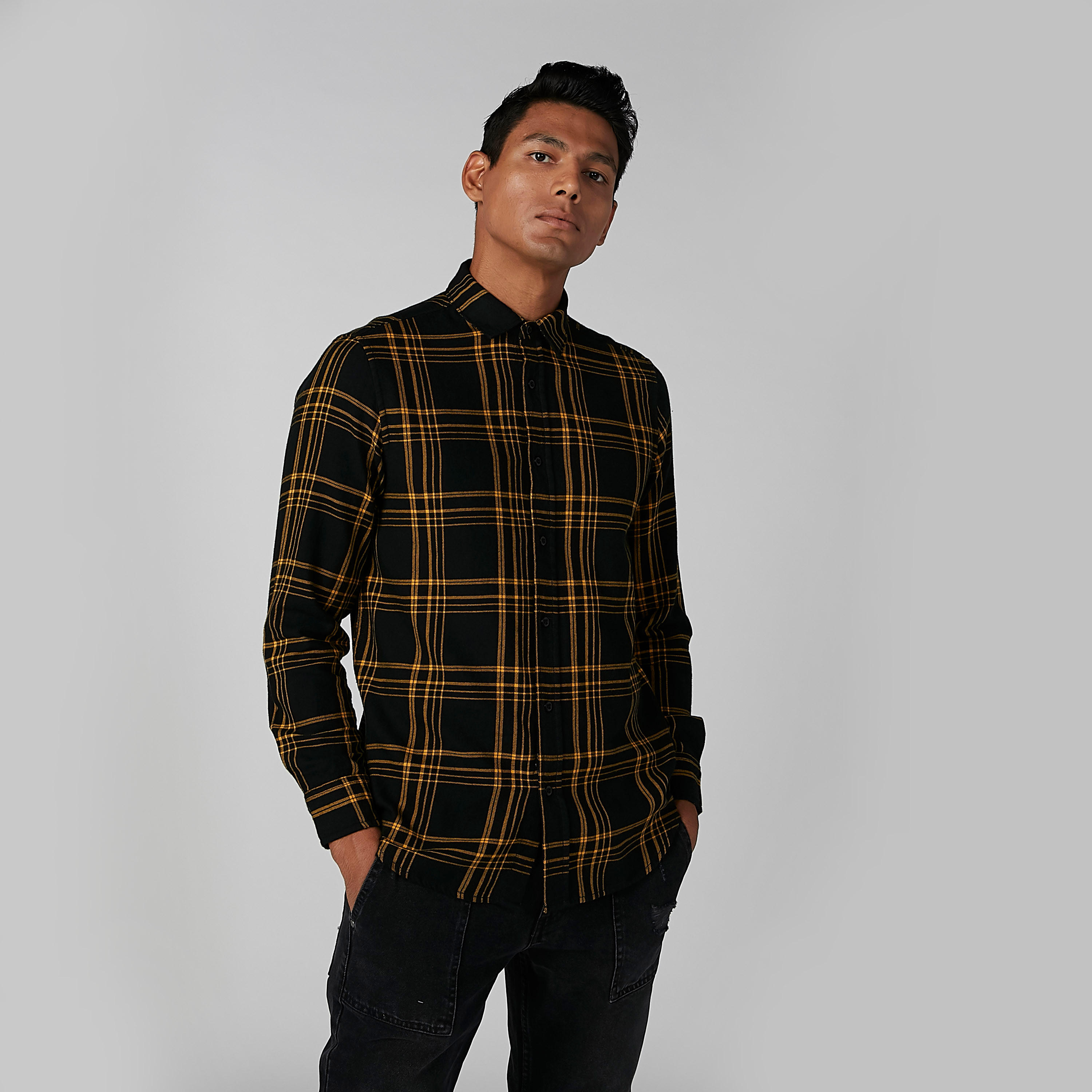 قميص كاروهات مستدام سليم وأكمام طويلة-men-clothing-shirts-image-1