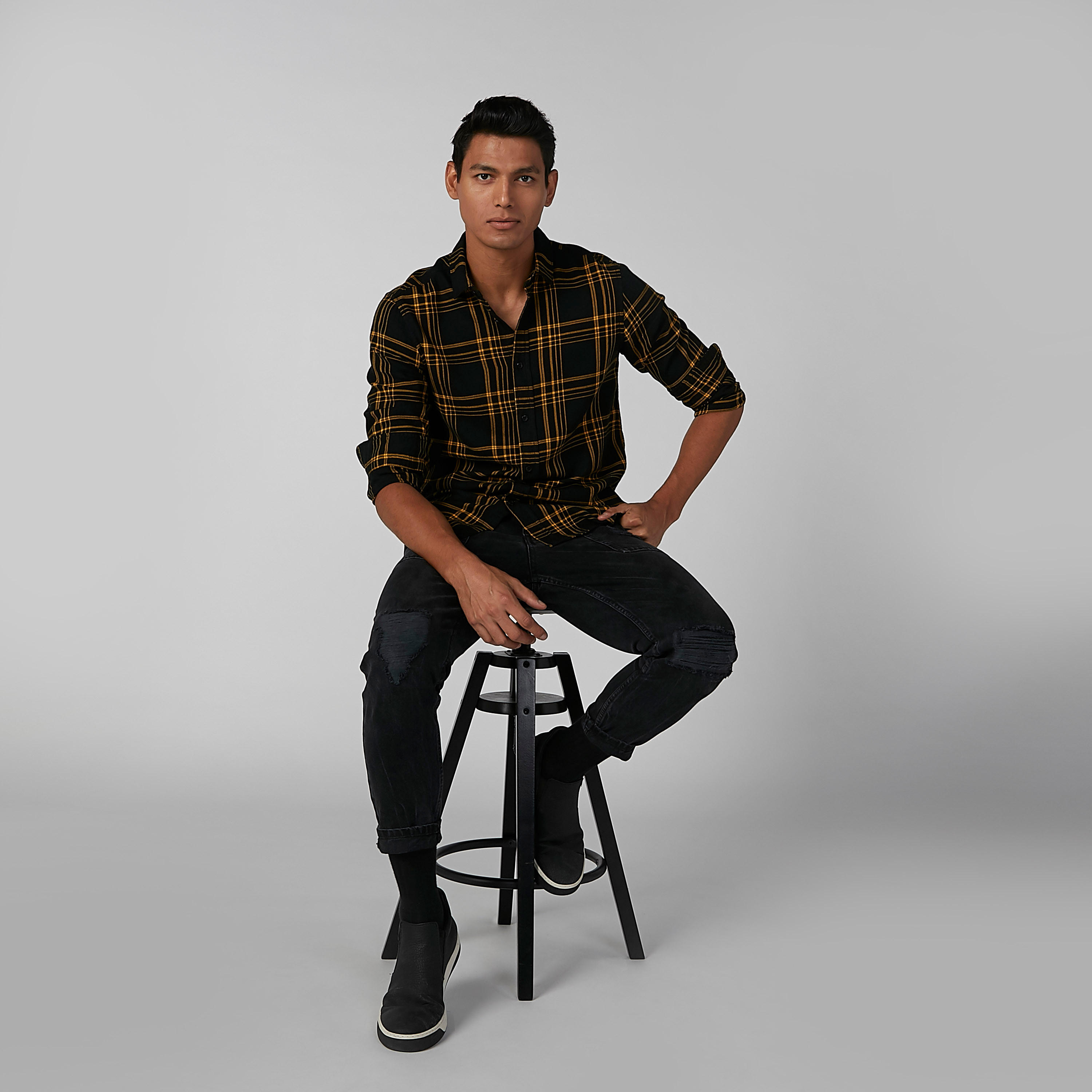 قميص كاروهات مستدام سليم وأكمام طويلة-men-clothing-shirts-image-2