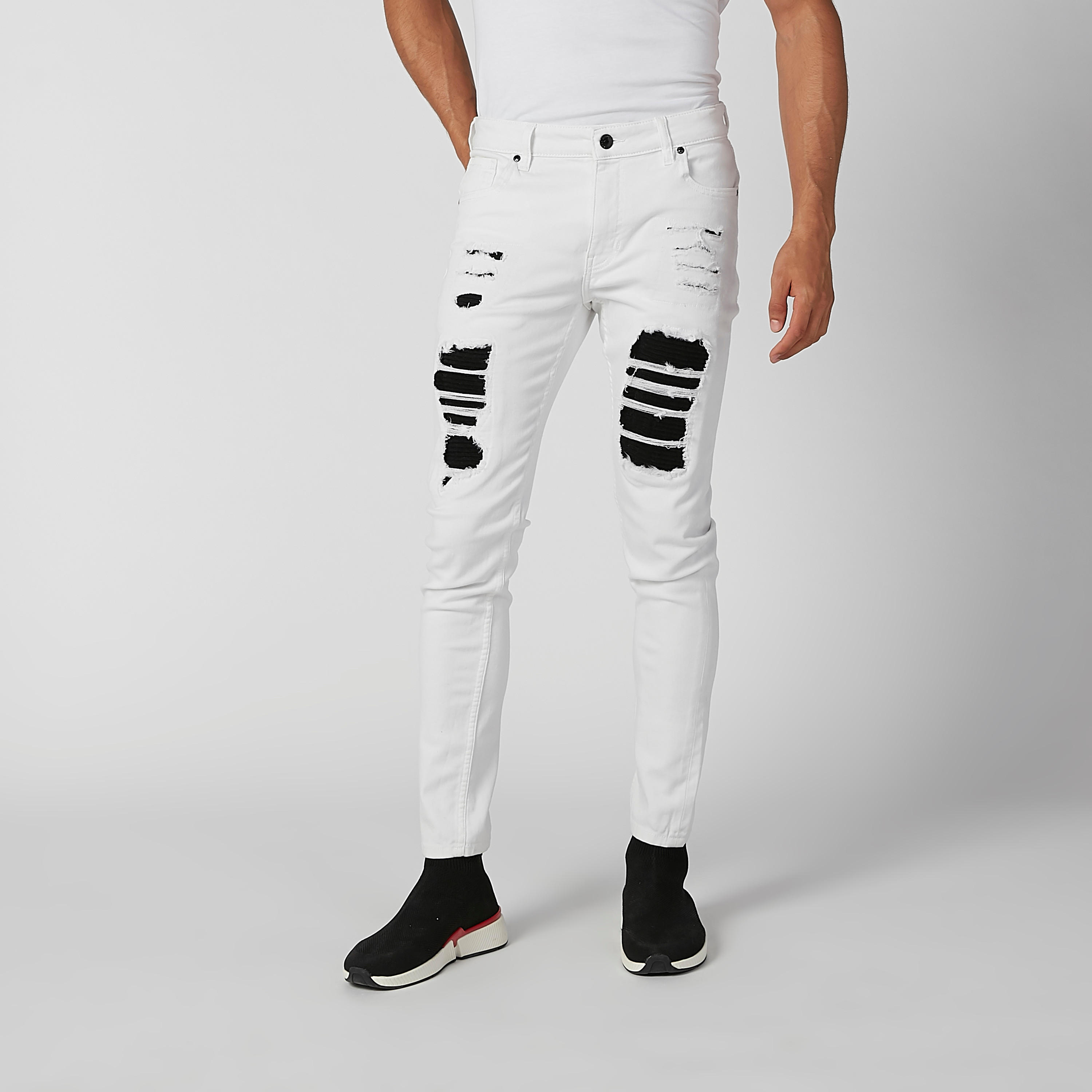 بنطلون جينز سكيني ممزق بخصر متوسط الارتفاع وجيوب-men-clothing-bottoms-jeans-image-5