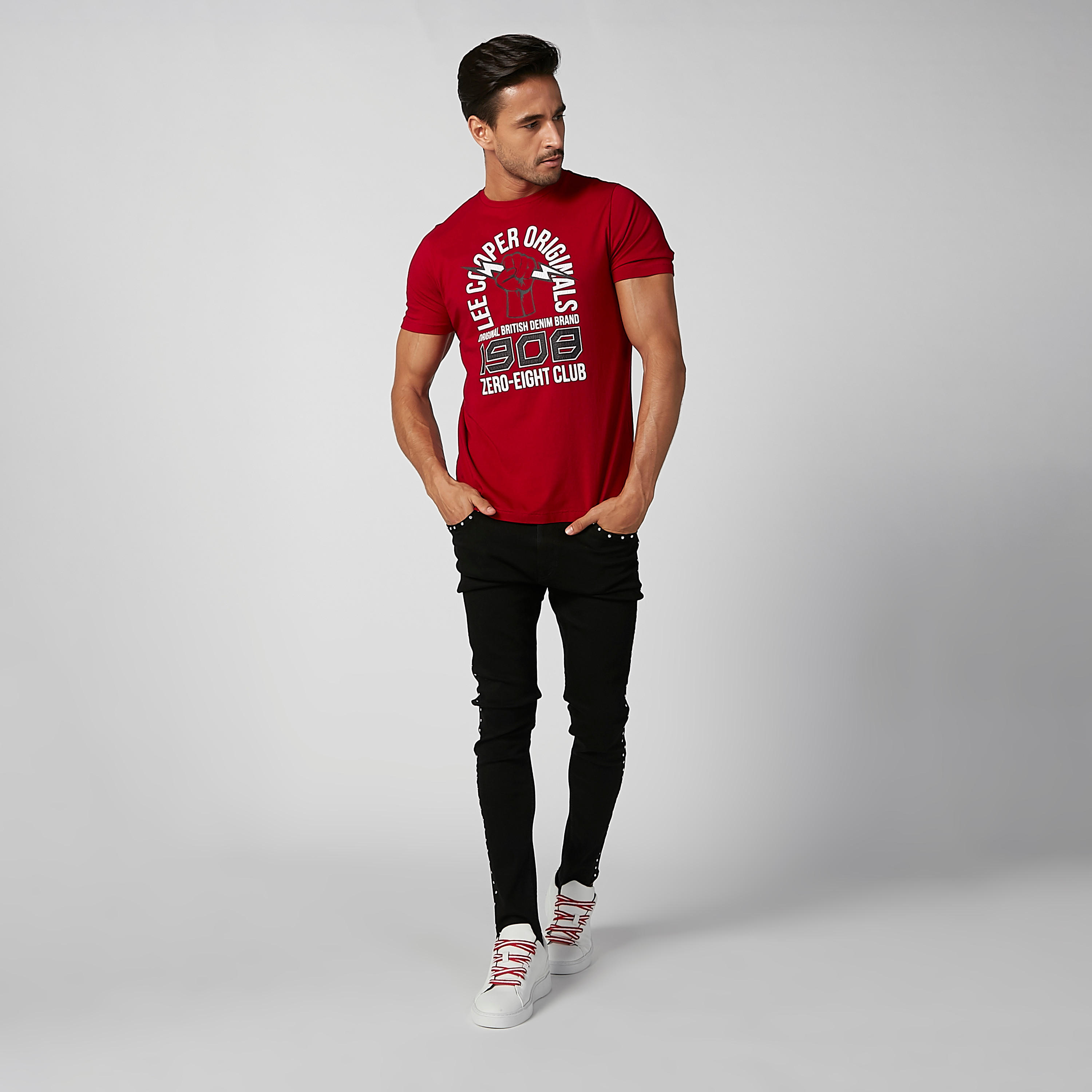 بنطلون جينز سكيني مزيّن بخصر متوسط الارتفاع وسحّاب إغلاق-men-clothing-bottoms-jeans-image-2