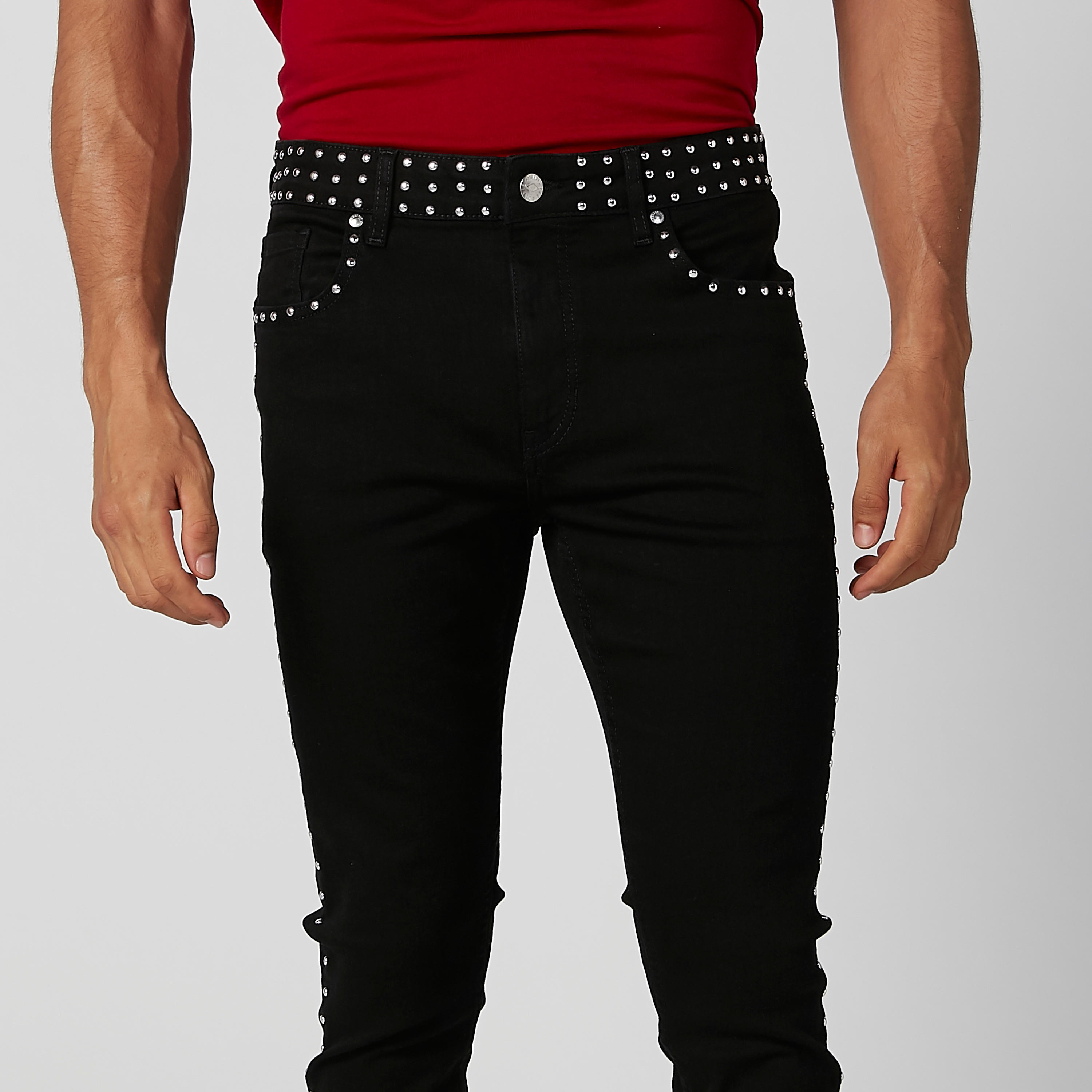 بنطلون جينز سكيني مزيّن بخصر متوسط الارتفاع وسحّاب إغلاق-men-clothing-bottoms-jeans-image-3