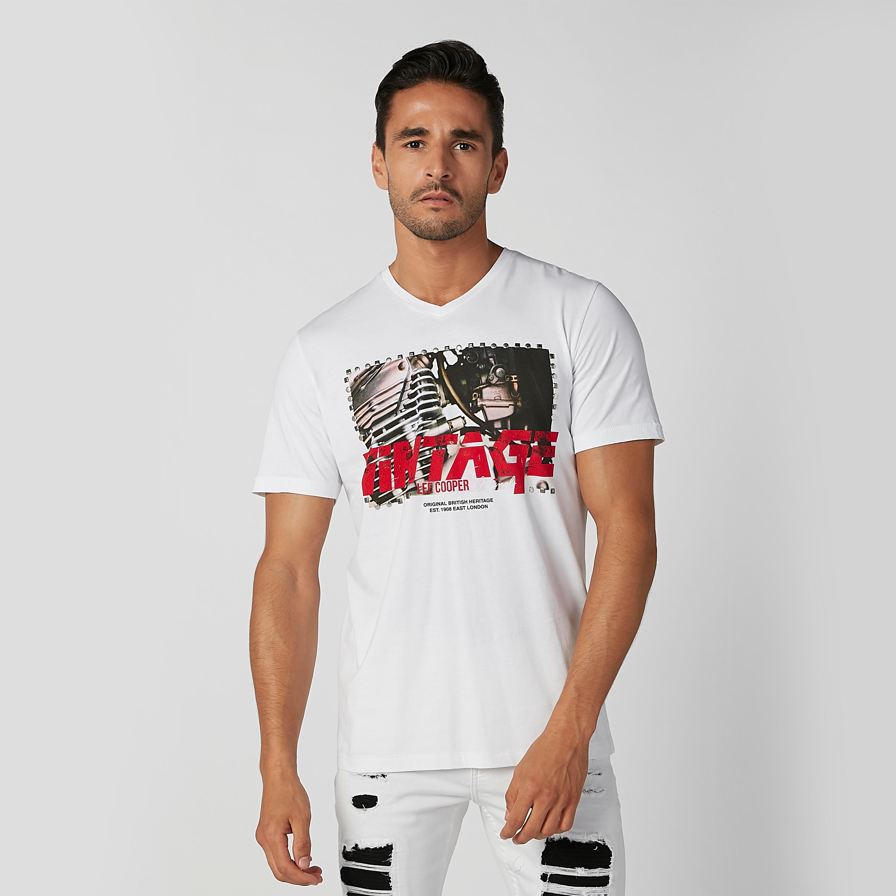 Printed T-shirt with V-neck and Short Sleeves-men-clothing-tshirtsandpolos-tshirts-image-2