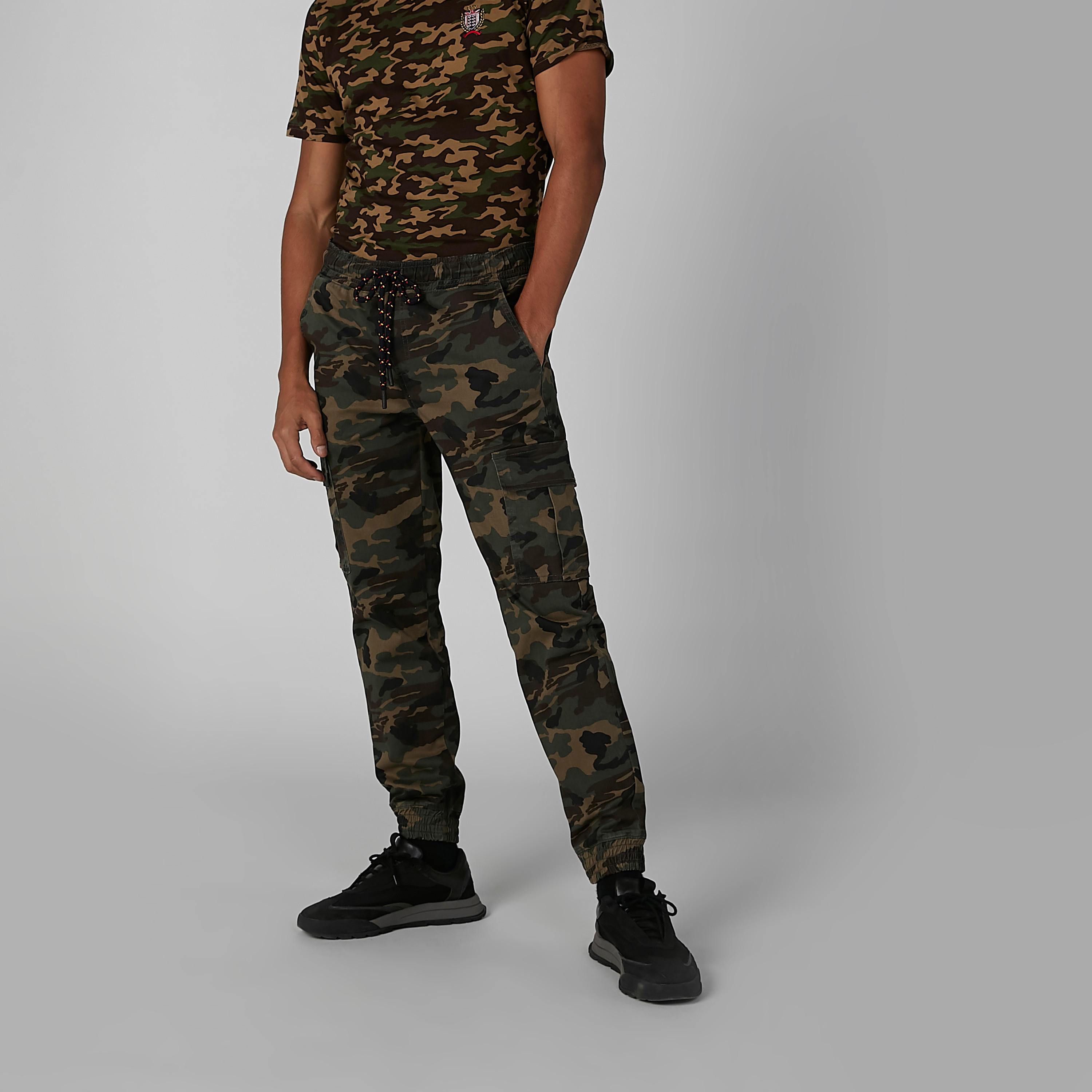 Sustainable Camouflage Printed Mid Waist Cuffed Pants with Pockets-men-clothing-bottoms-joggers-image-1