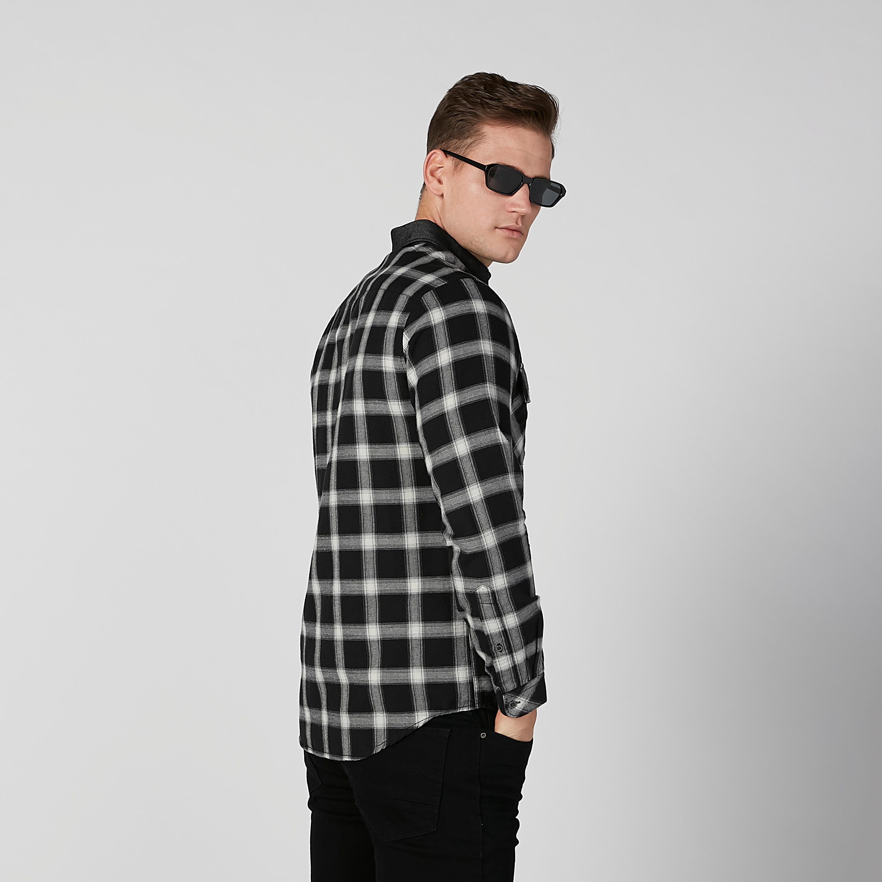 Sustainable Slim Fit Checked Shirt with Buttoned Flap Pockets-men-clothing-shirts-image-2