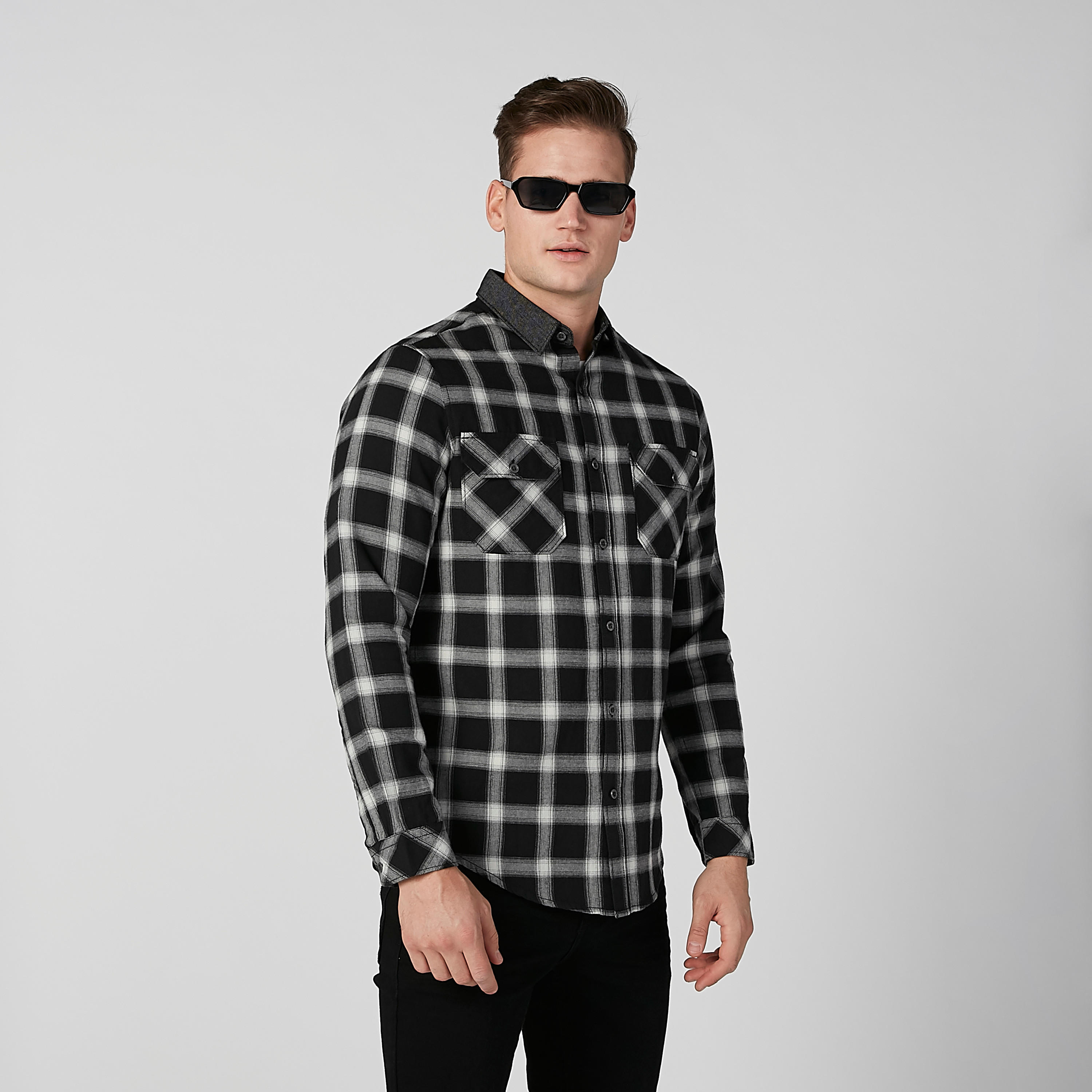 Sustainable Slim Fit Checked Shirt with Buttoned Flap Pockets-men-clothing-shirts-image-4