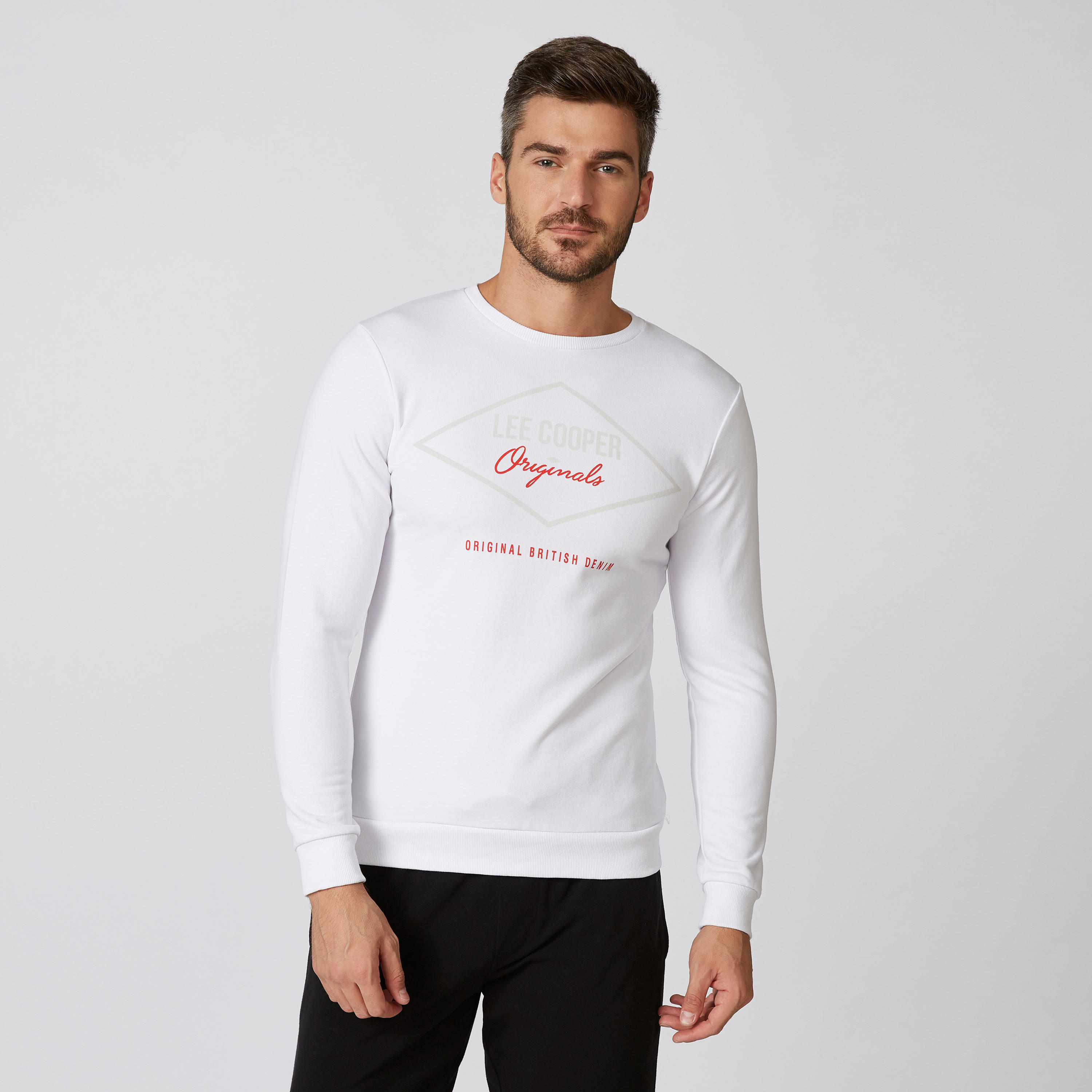 Sustainable Lee Cooper Printed Sweatshirt with Long Sleeves-men-winterwear-hoodiesandsweatshirts-image-1