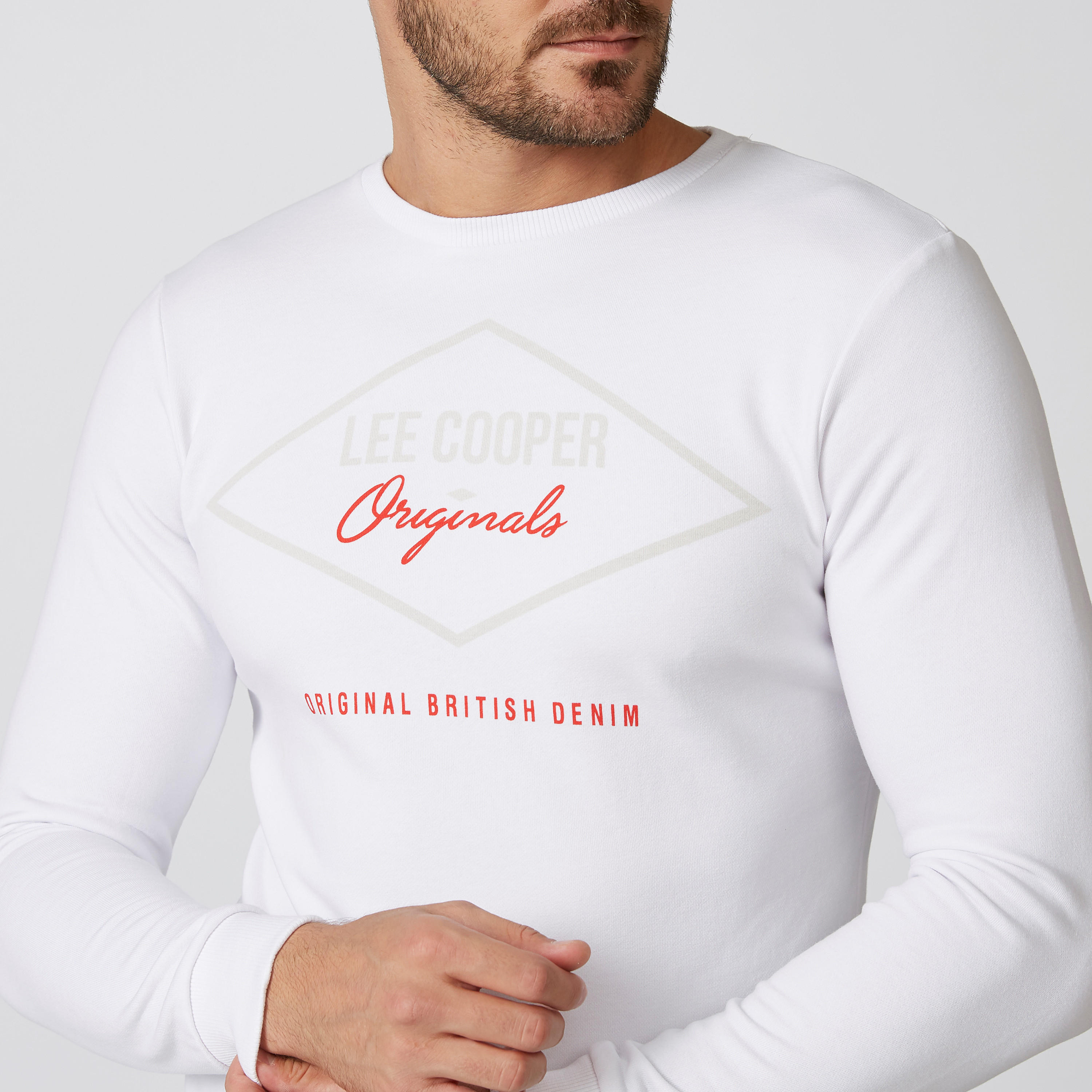 Sustainable Lee Cooper Printed Sweatshirt with Long Sleeves-men-winterwear-hoodiesandsweatshirts-image-5