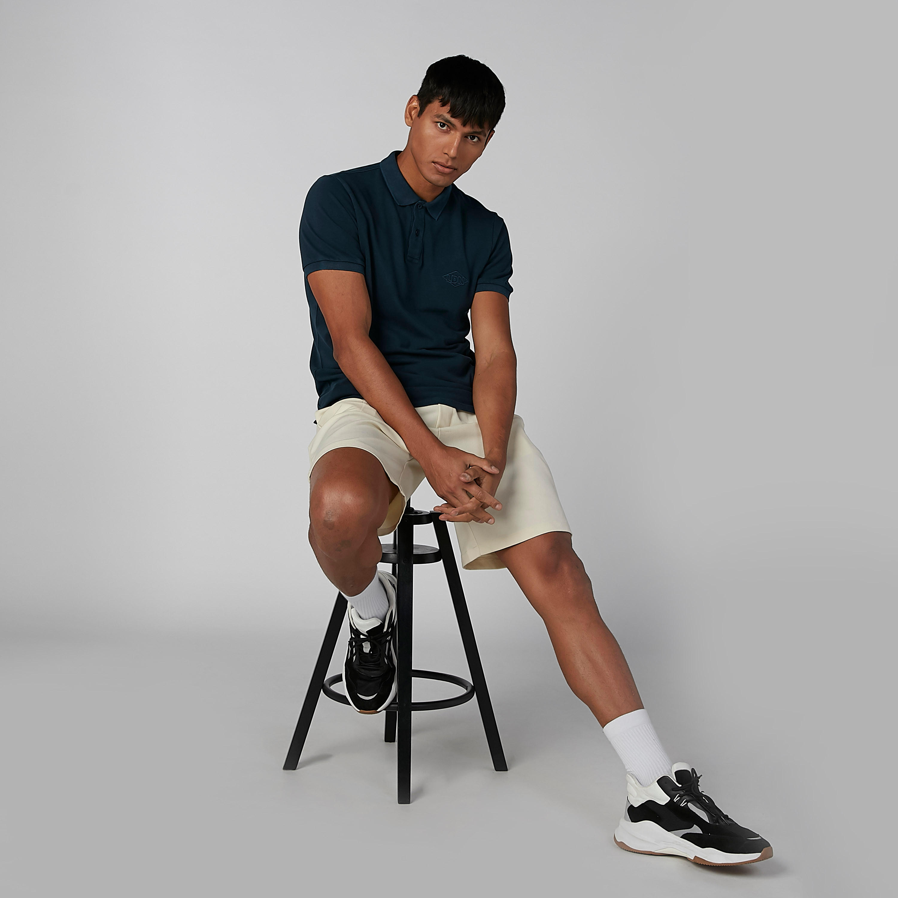 تيشيرت سادة بياقة بولو وأكمام قصيرة من لي كوبر-men-clothing-tshirtsandpolos-polos-image-1