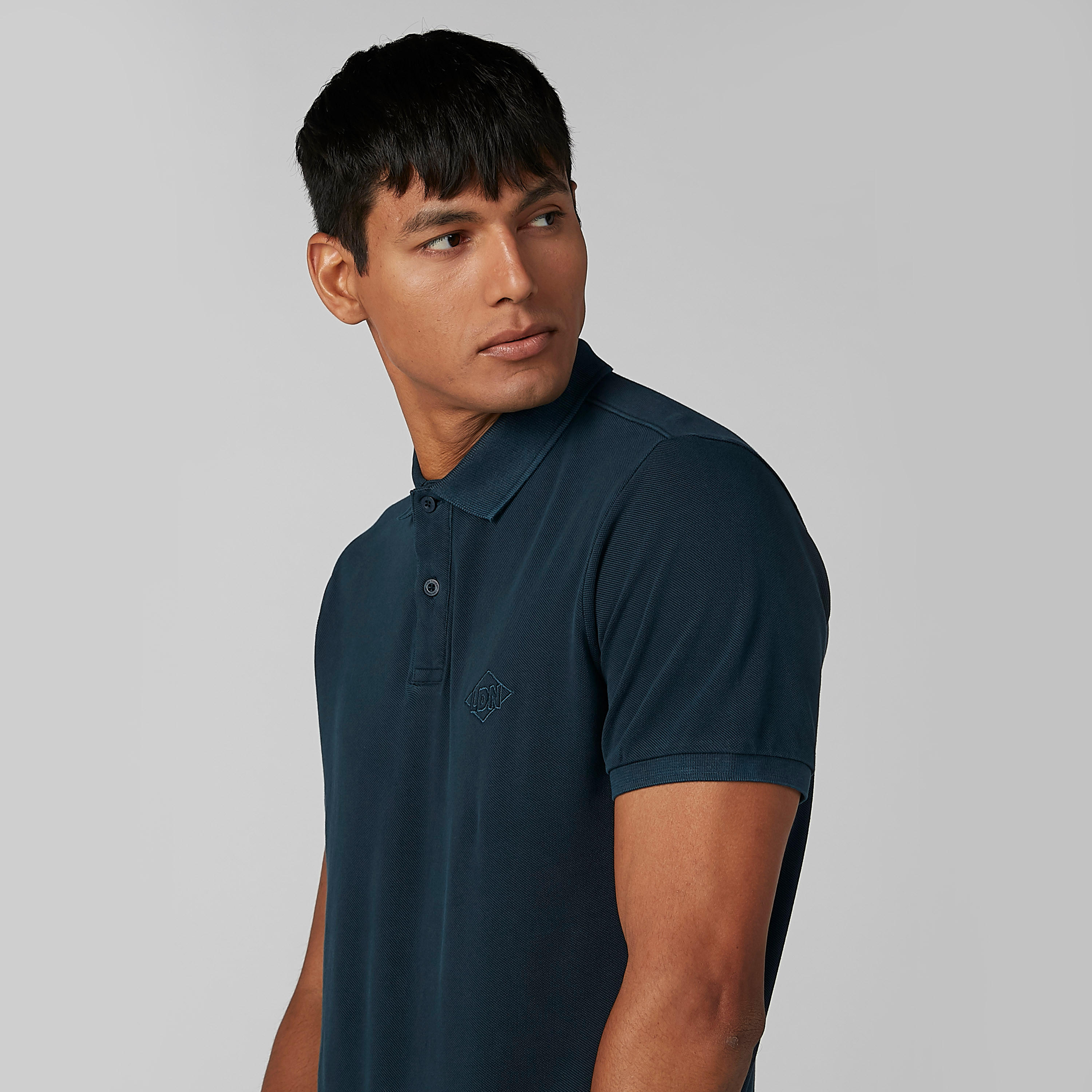 تيشيرت سادة بياقة بولو وأكمام قصيرة من لي كوبر-men-clothing-tshirtsandpolos-polos-image-3