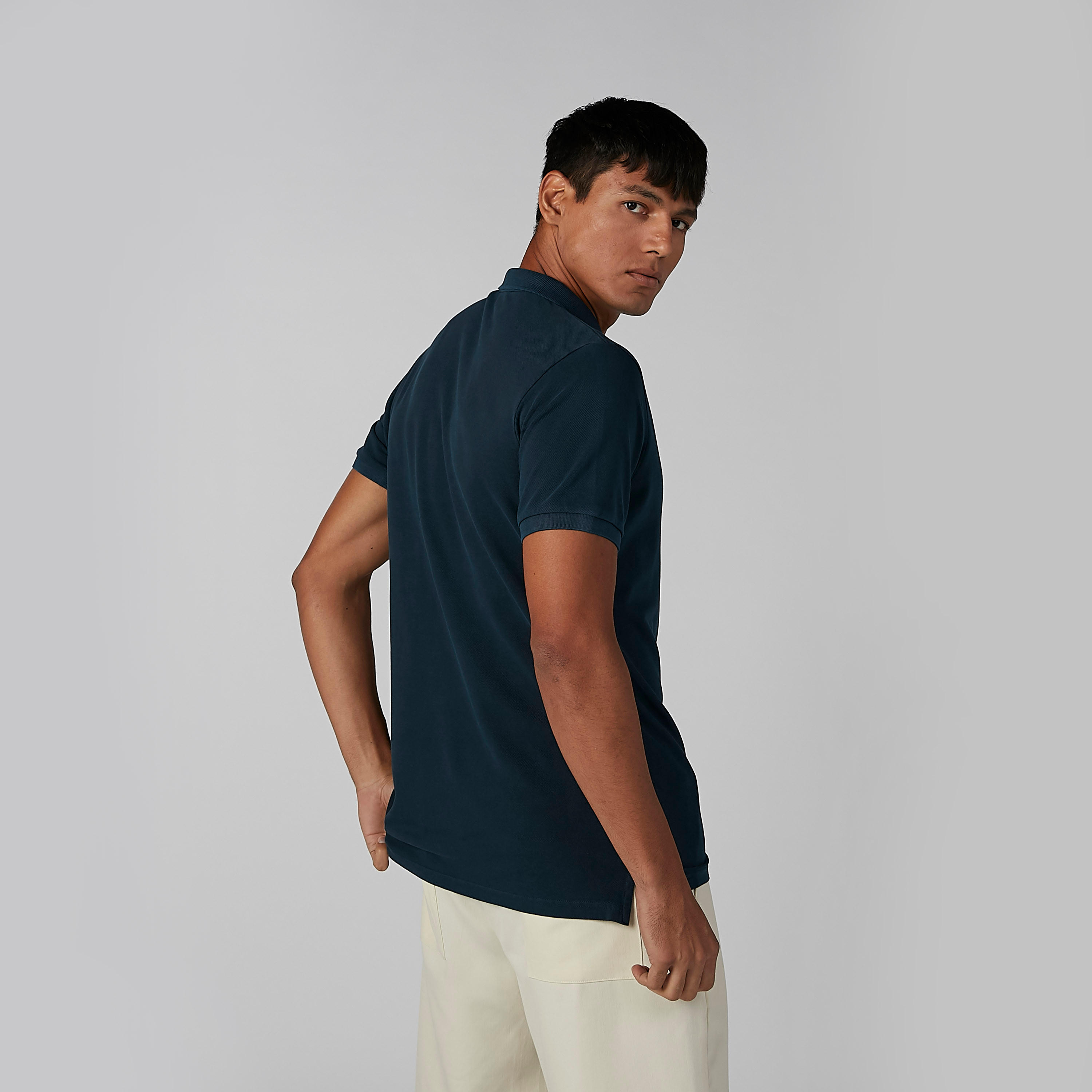 تيشيرت سادة بياقة بولو وأكمام قصيرة من لي كوبر-men-clothing-tshirtsandpolos-polos-image-4