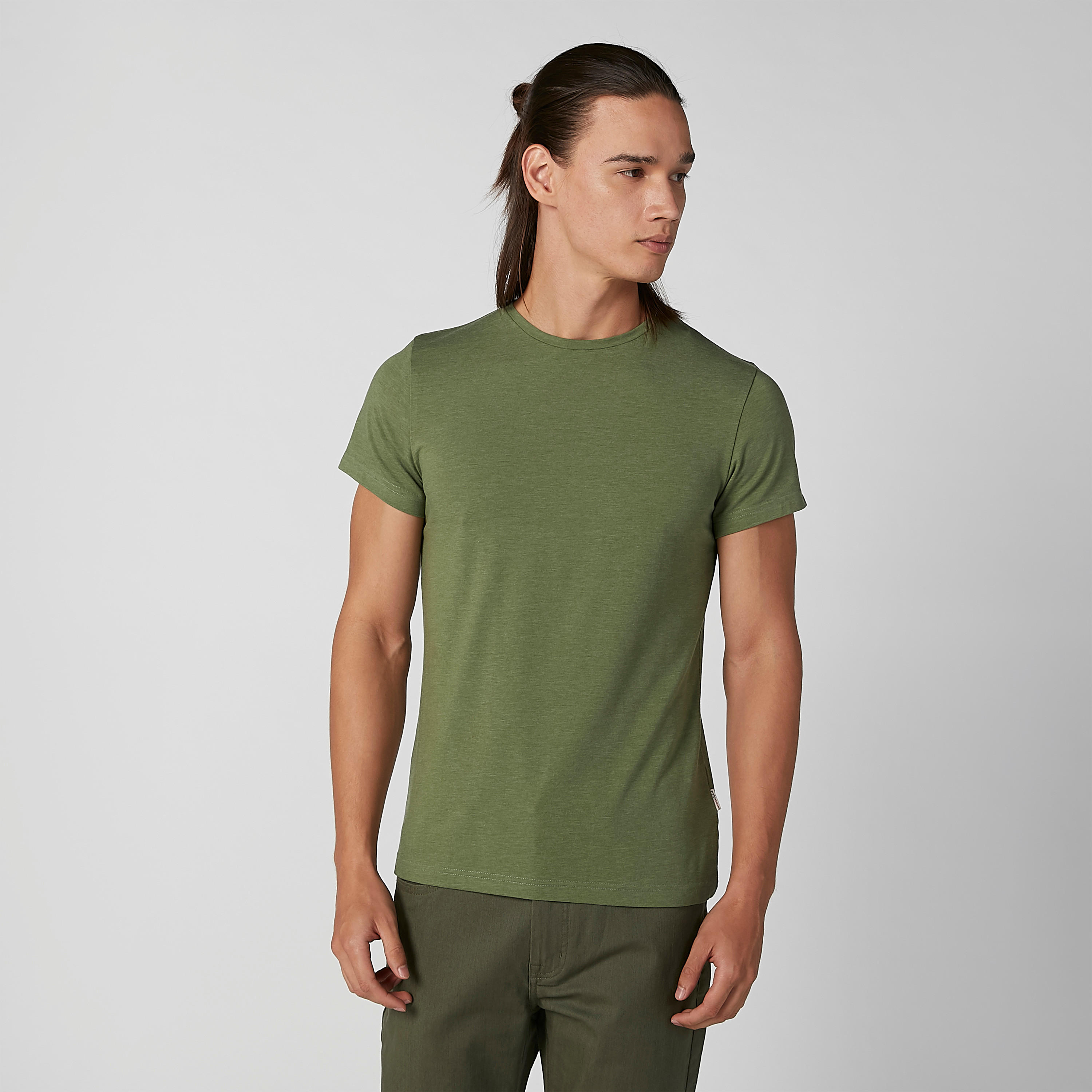 تيشيرت سادة بياقة مستديرة وأكمام قصيرة من لي كوبر-men-clothing-tshirtsandpolos-tshirts-image-1