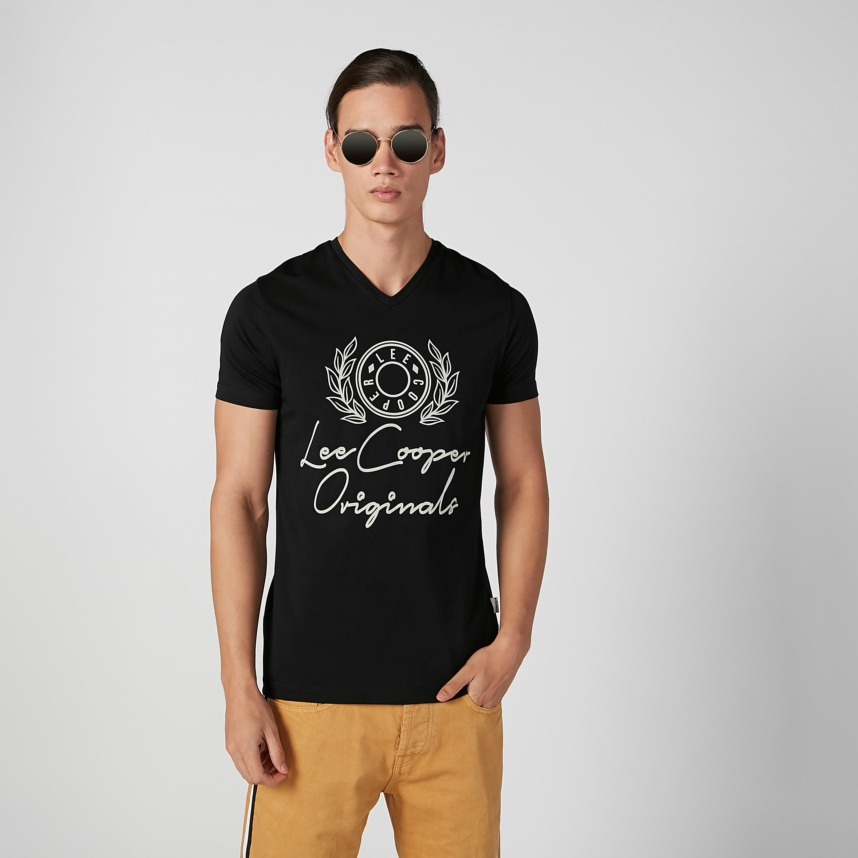 Lee Cooper Printed T-shirt with V-neck and Short Sleeves-men-clothing-tshirtsandpolos-tshirts-image-1
