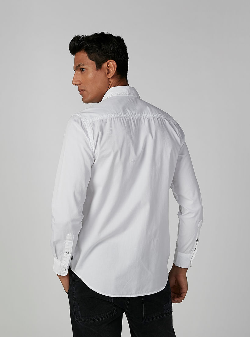 قميص سادة بأكمام طويلة وجيب على الصدر من لي كوبر-men-clothing-shirts-image-5