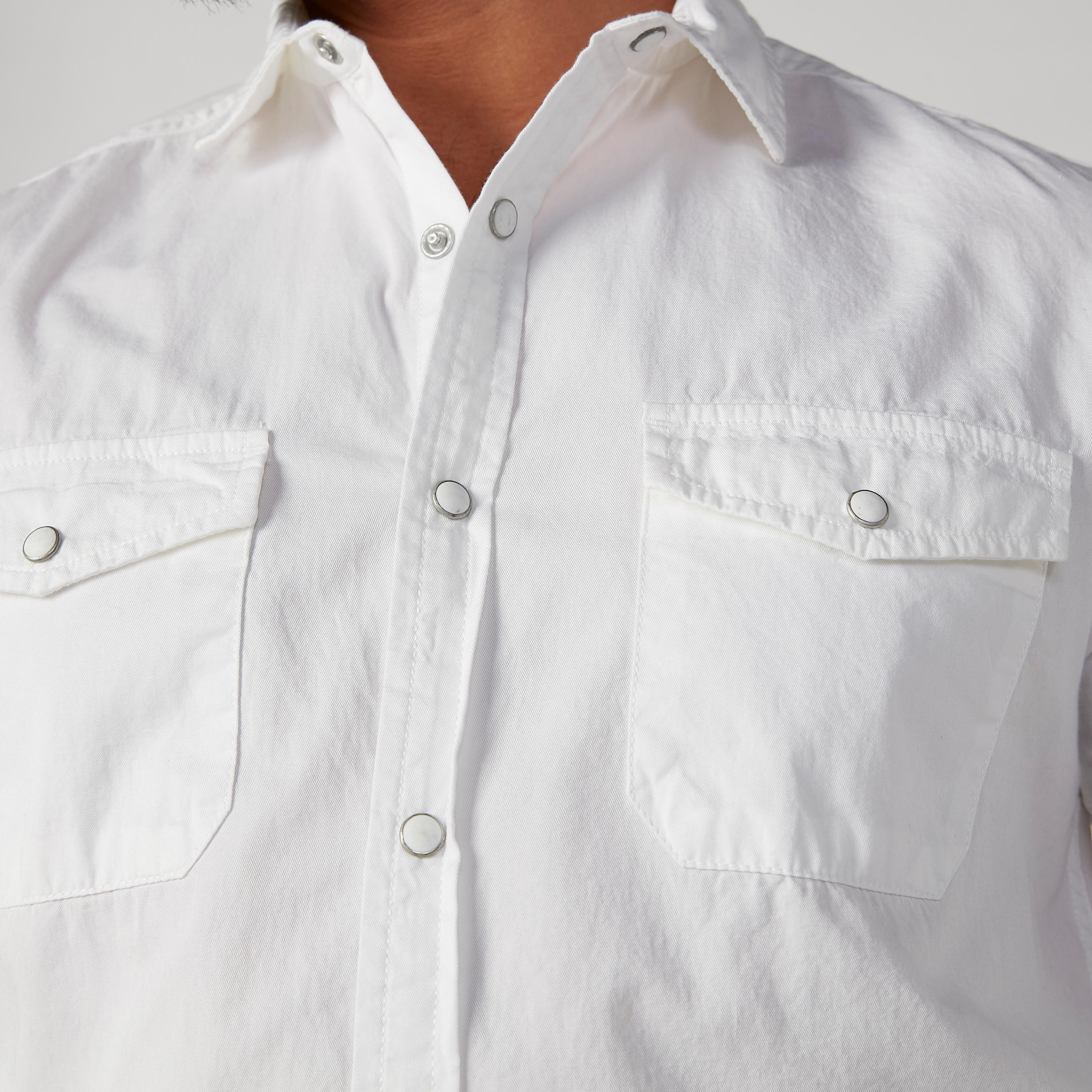 قميص سادة بأكمام طويلة وجيوب على الصدر من لي كوبر-men-clothing-shirts-image-5