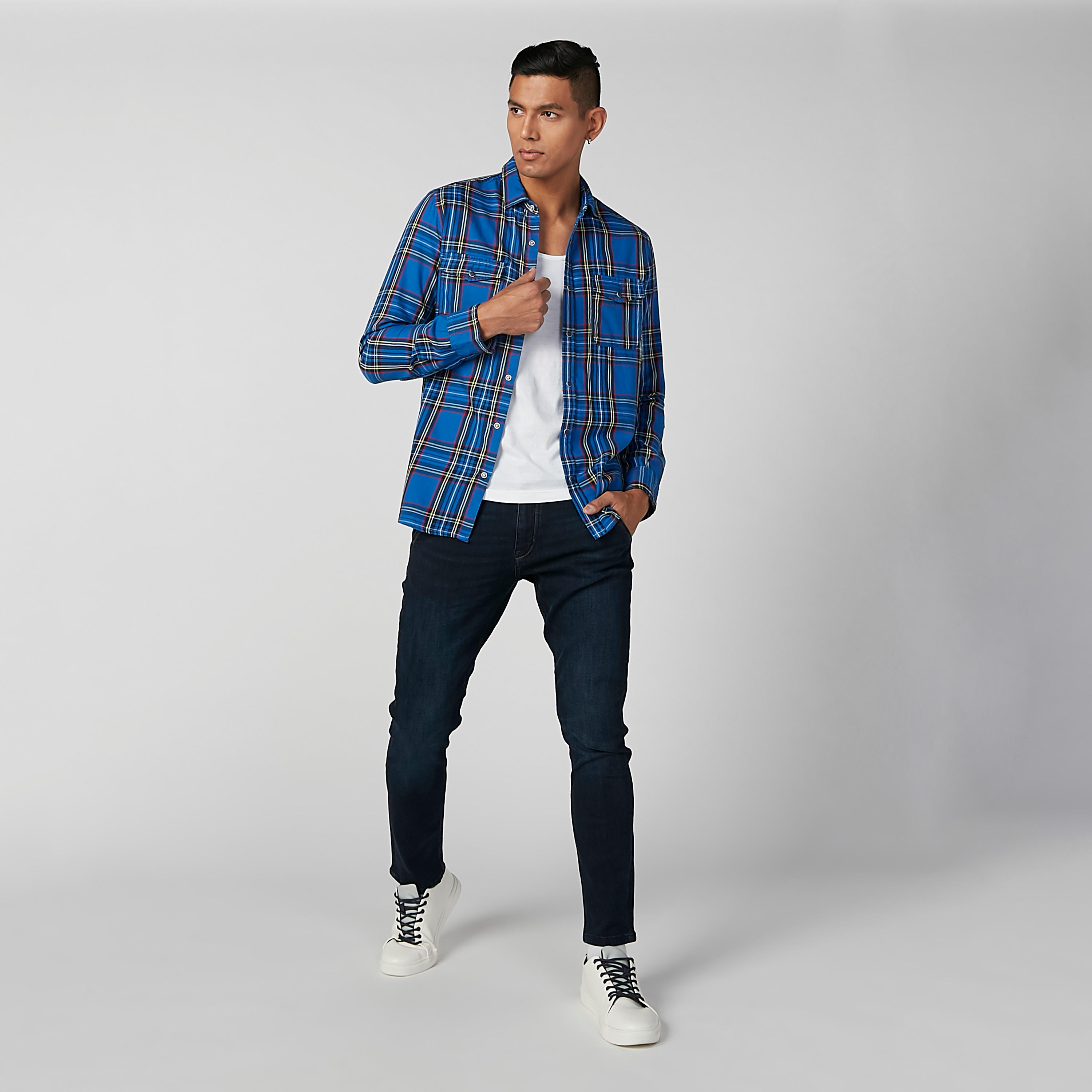 Lee Cooper Chequered Shirt with Long Sleeves and Complete Placket-men-clothing-shirts-image-1