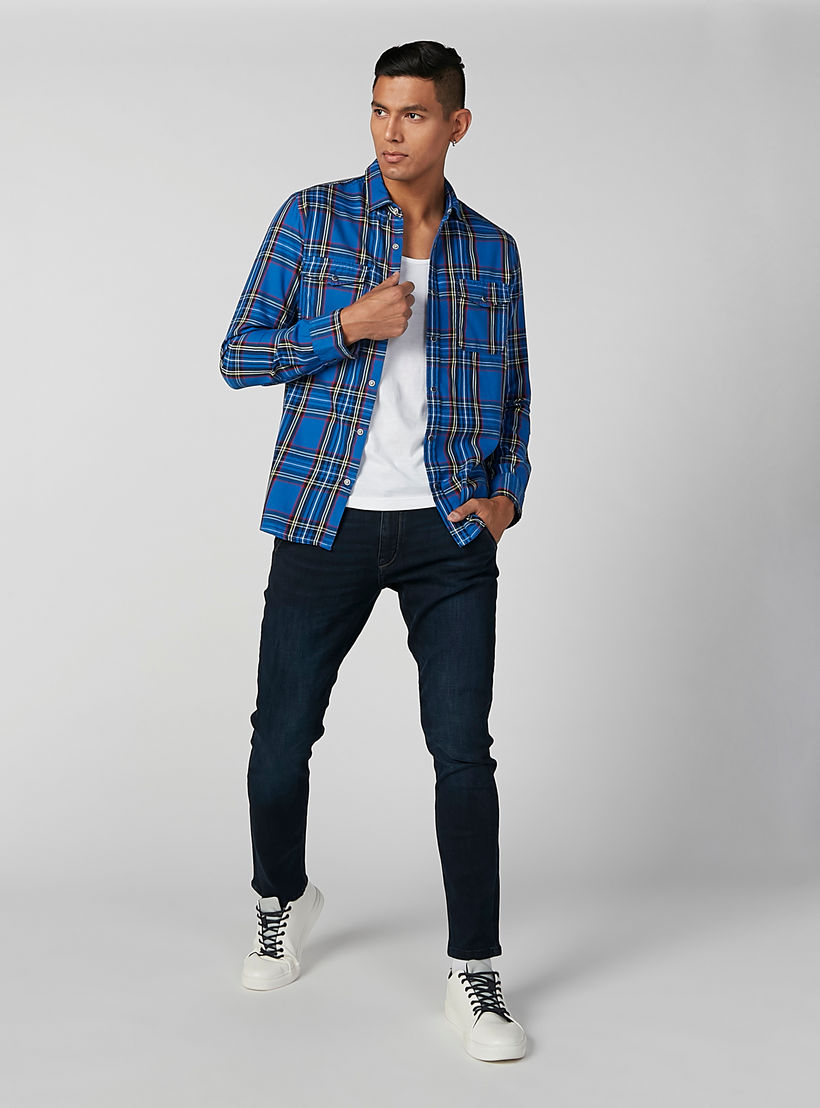 Lee Cooper Chequered Shirt with Long Sleeves and Complete Placket-men-clothing-shirts-image-1