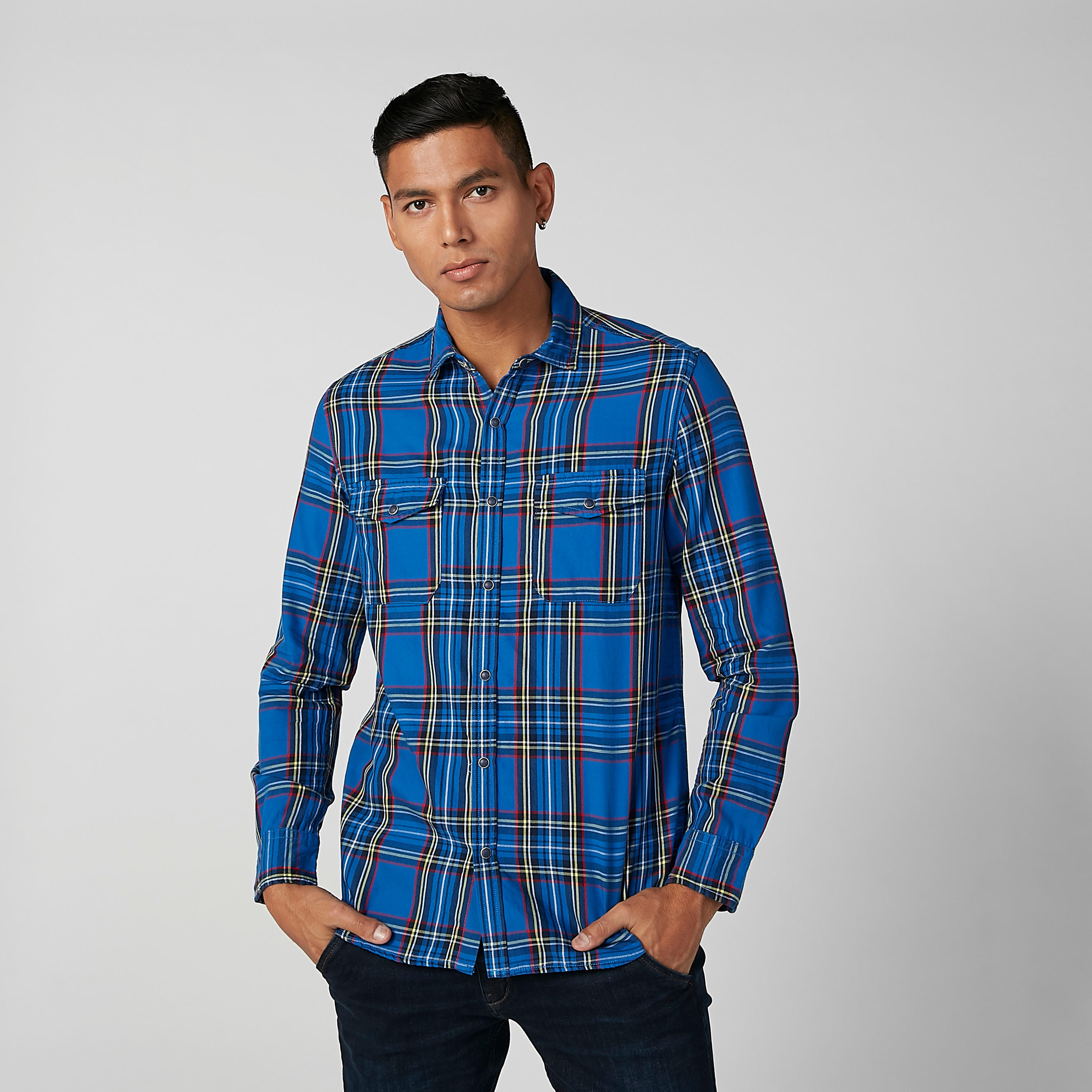 Lee Cooper Chequered Shirt with Long Sleeves and Complete Placket-men-clothing-shirts-image-2