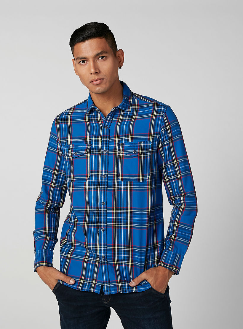 Lee Cooper Chequered Shirt with Long Sleeves and Complete Placket-men-clothing-shirts-image-2