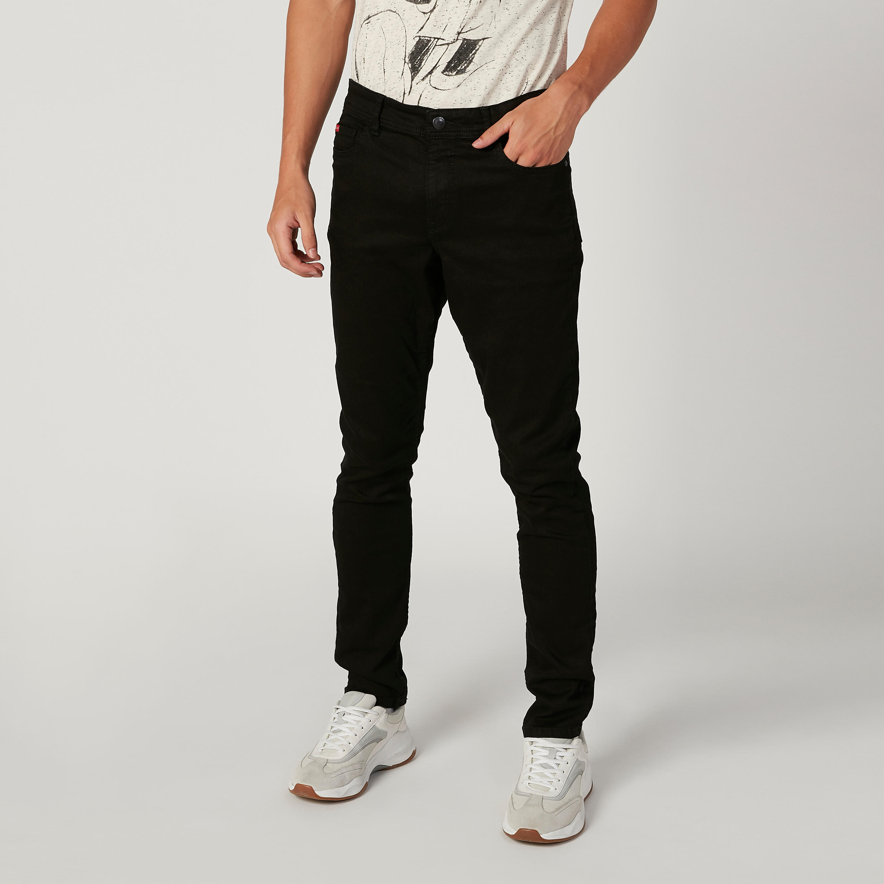 بنطلون جينز سادة بجيوب وحلقات للحزام من لي كوبر-men-clothing-bottoms-jeans-image-1